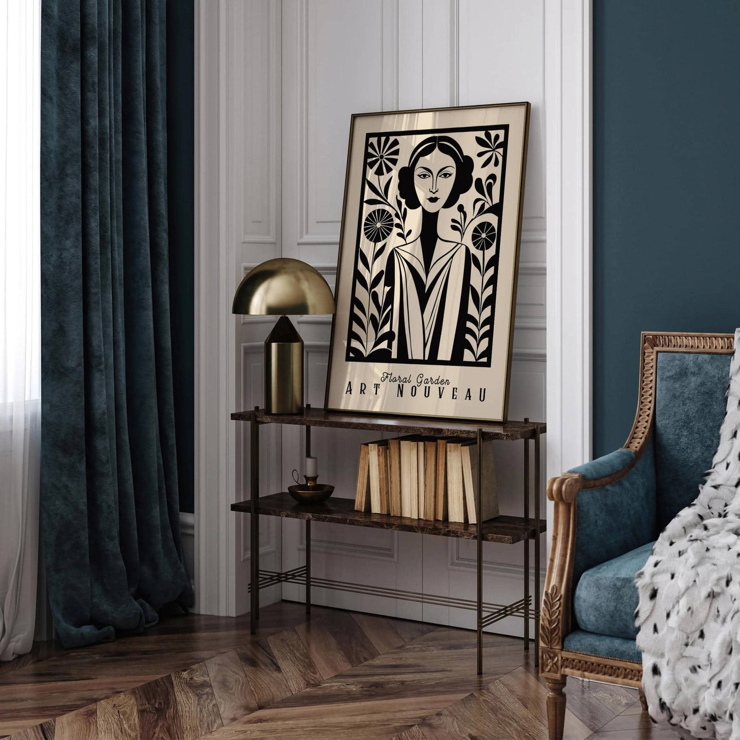 Floral Garden Art Nouveau Girl Poster