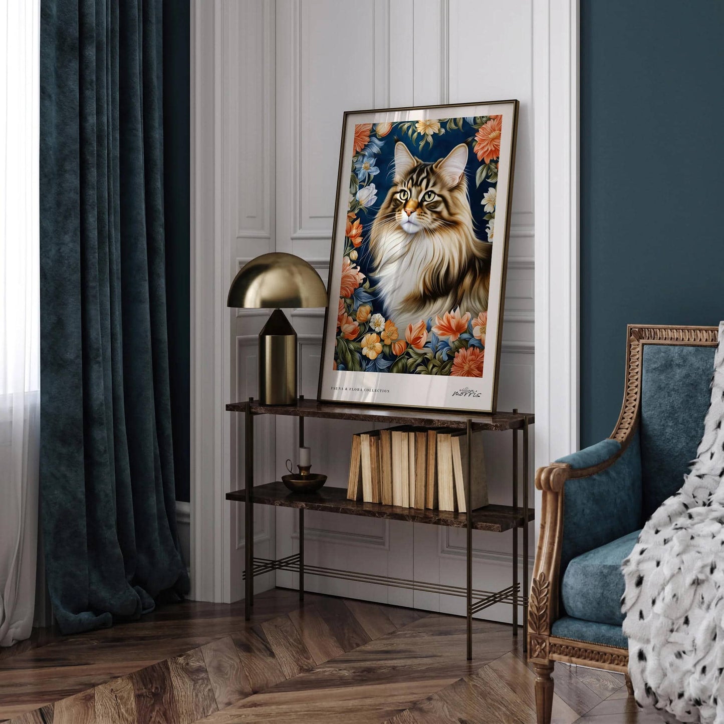 Maine Coon Cat Victorian Portrait Wall Art - HypeSheriff