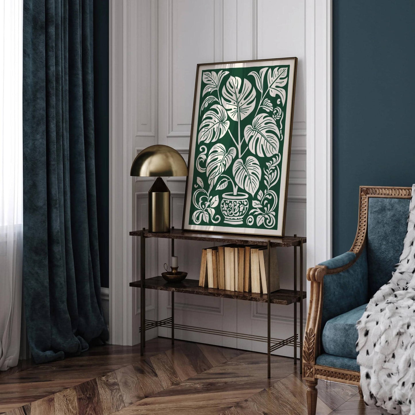 Green Monstera Plant Wall Art for Home Decor