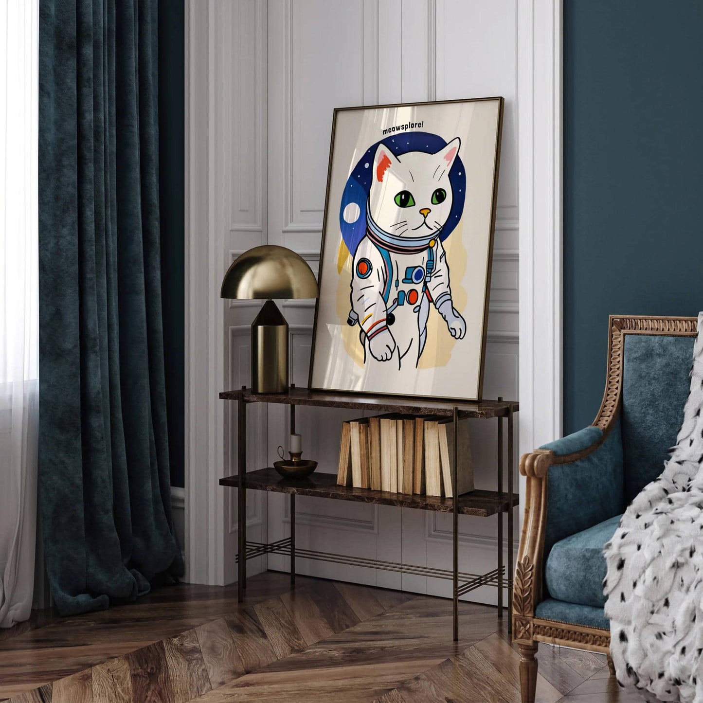 Cute Cat Space Explorer Art Print - HypeSheriff