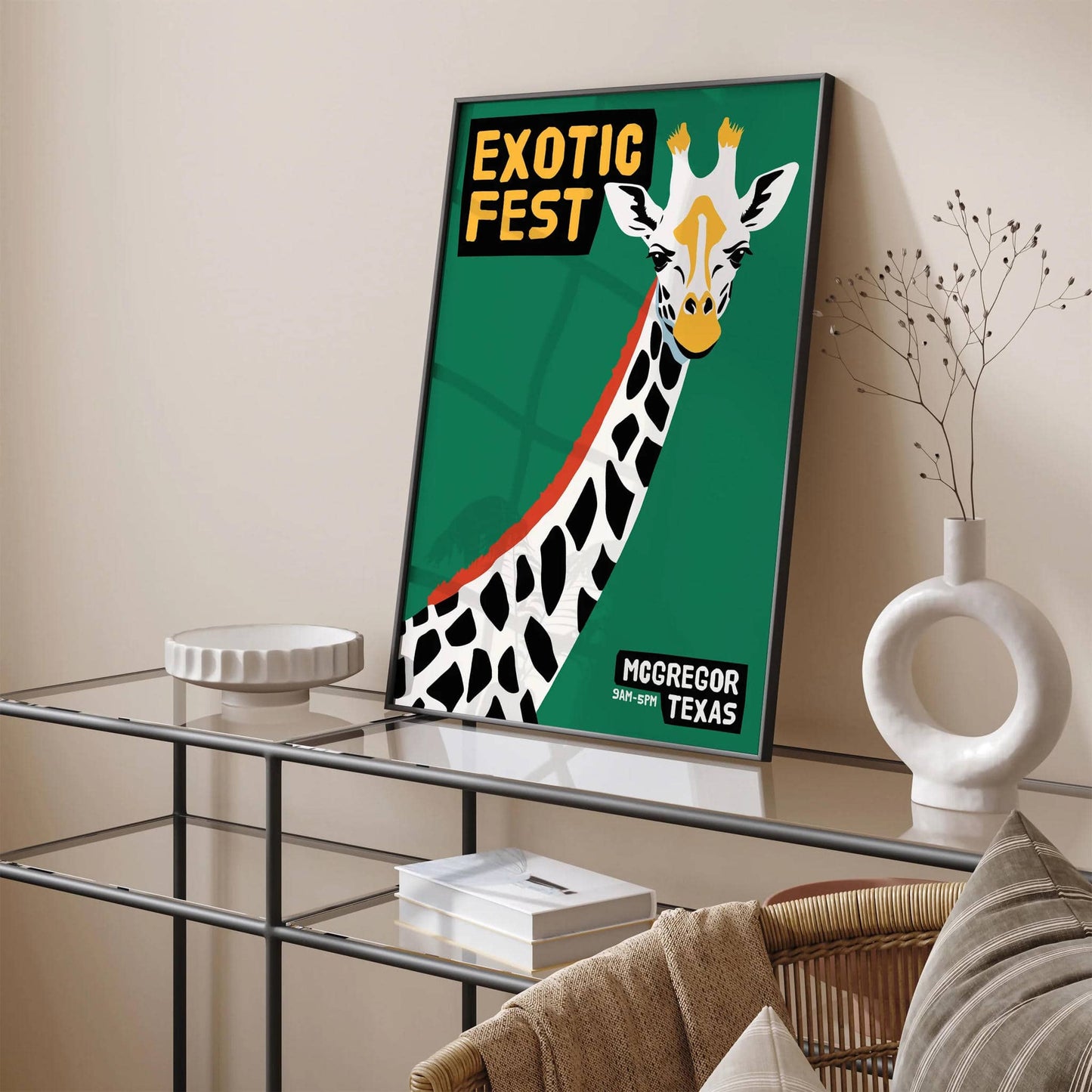 Exotic Fest - Retro Giraffe Poster - HypeSheriff