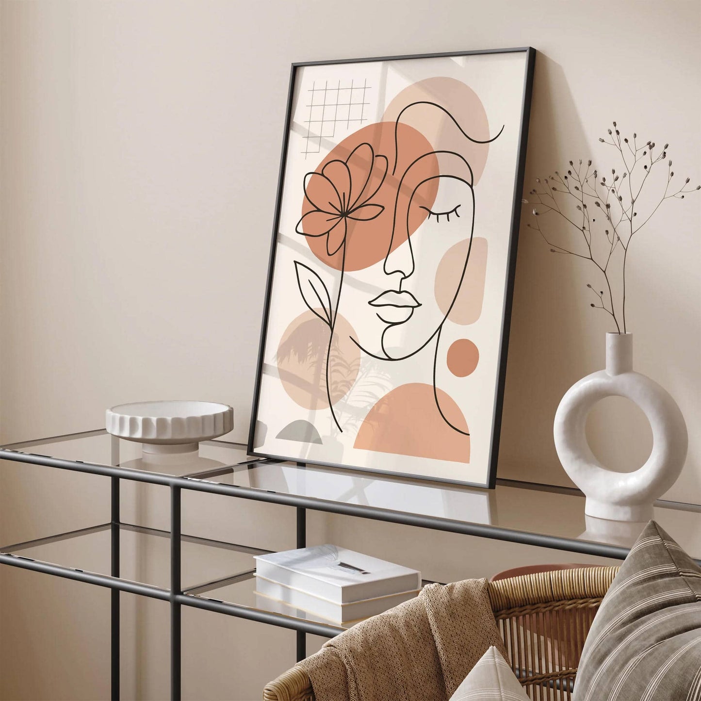 Line Art Soft Woman Face Art Print