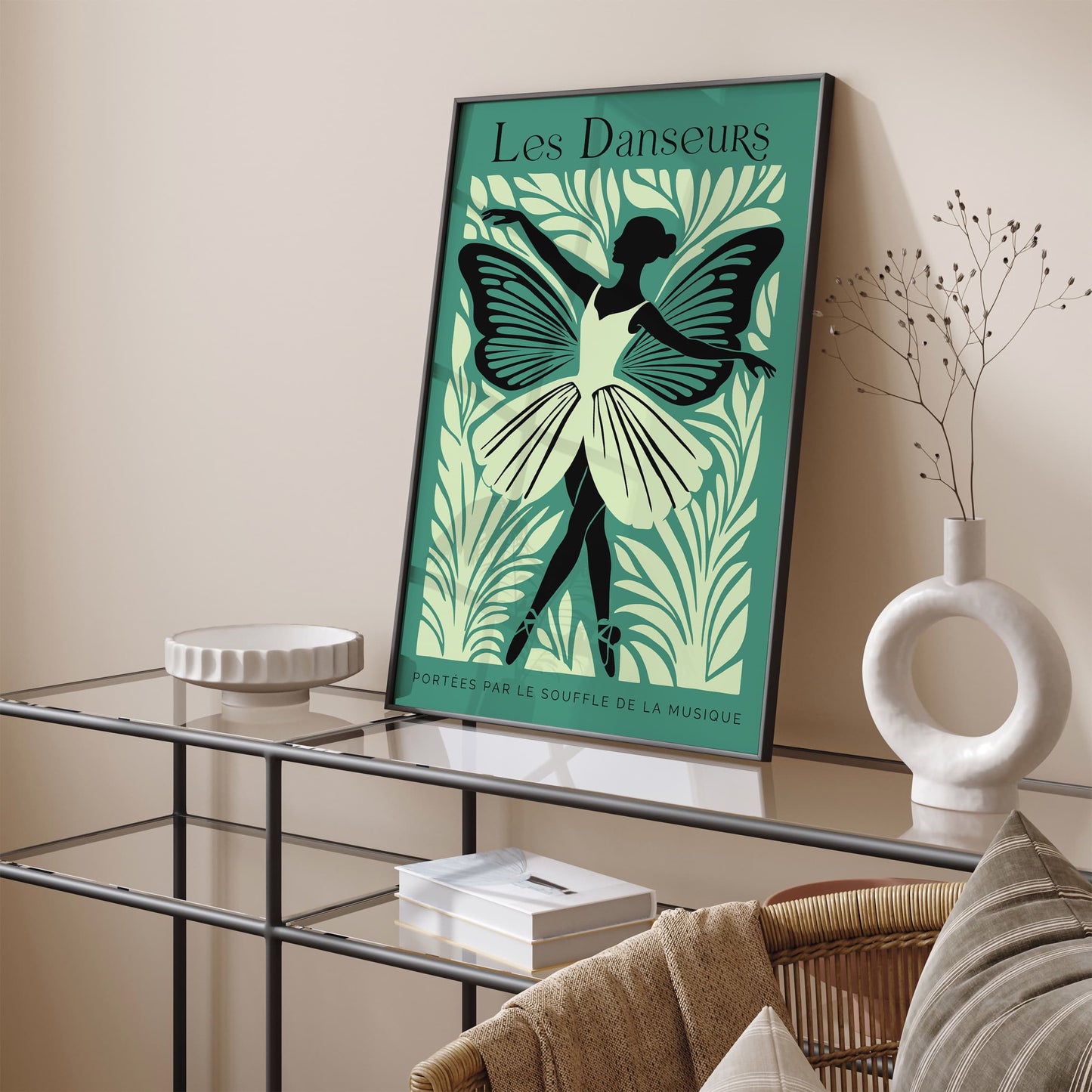 Les Danseurs French Green Ballet Poster