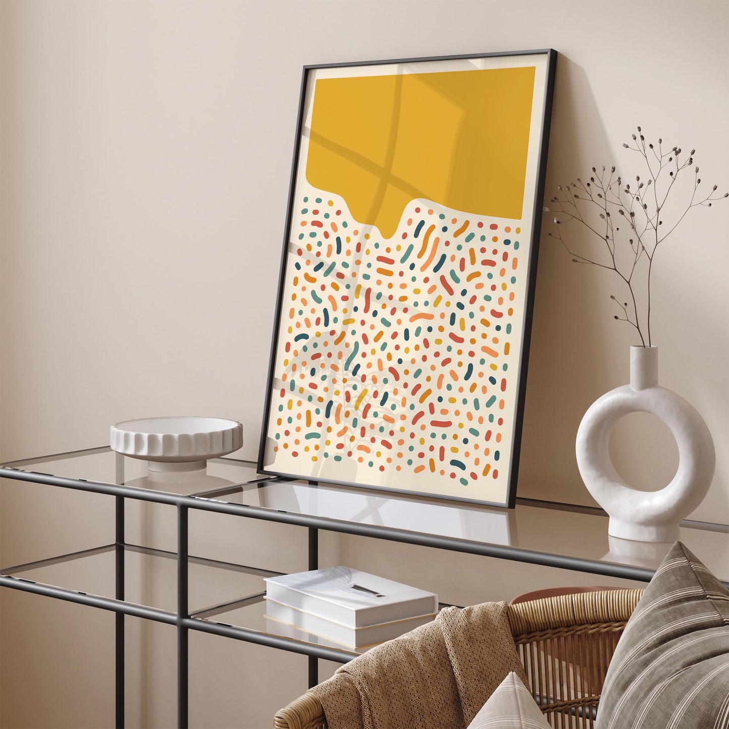 Mid Century Modern Abstract Poster - Retro Colorful Wall Art