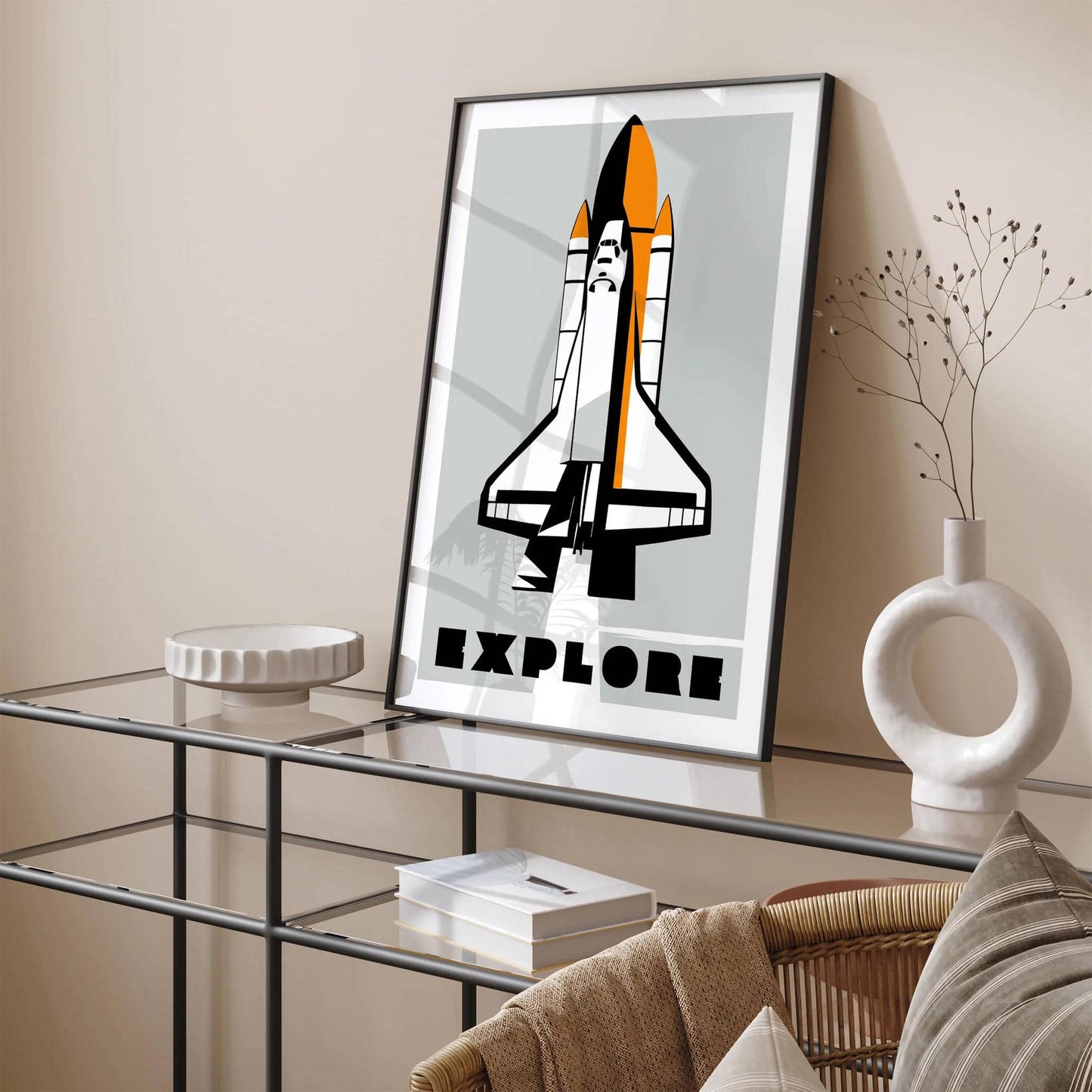 Explore - Minimalist Space Shuttle Poster - HypeSheriff