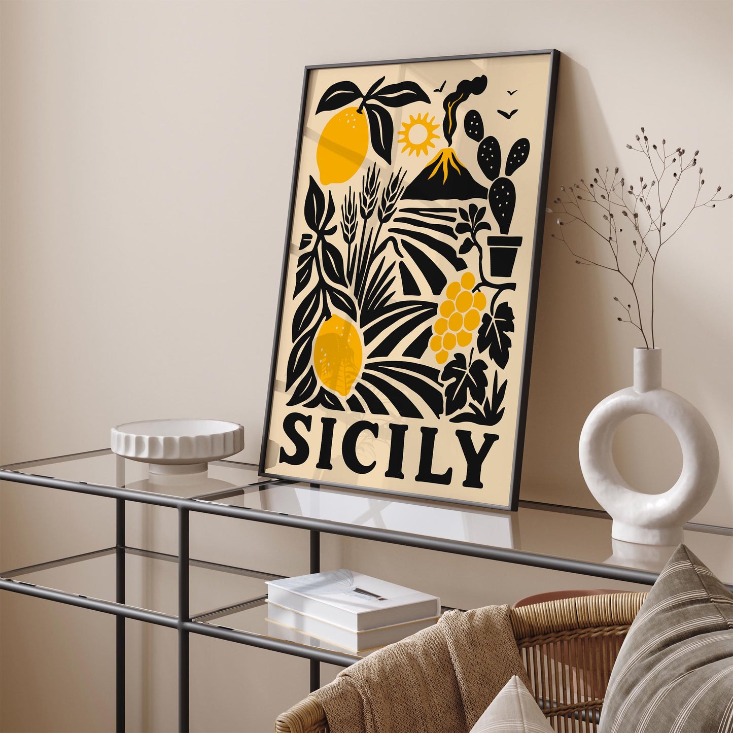 Sicily Retro Travel Poster