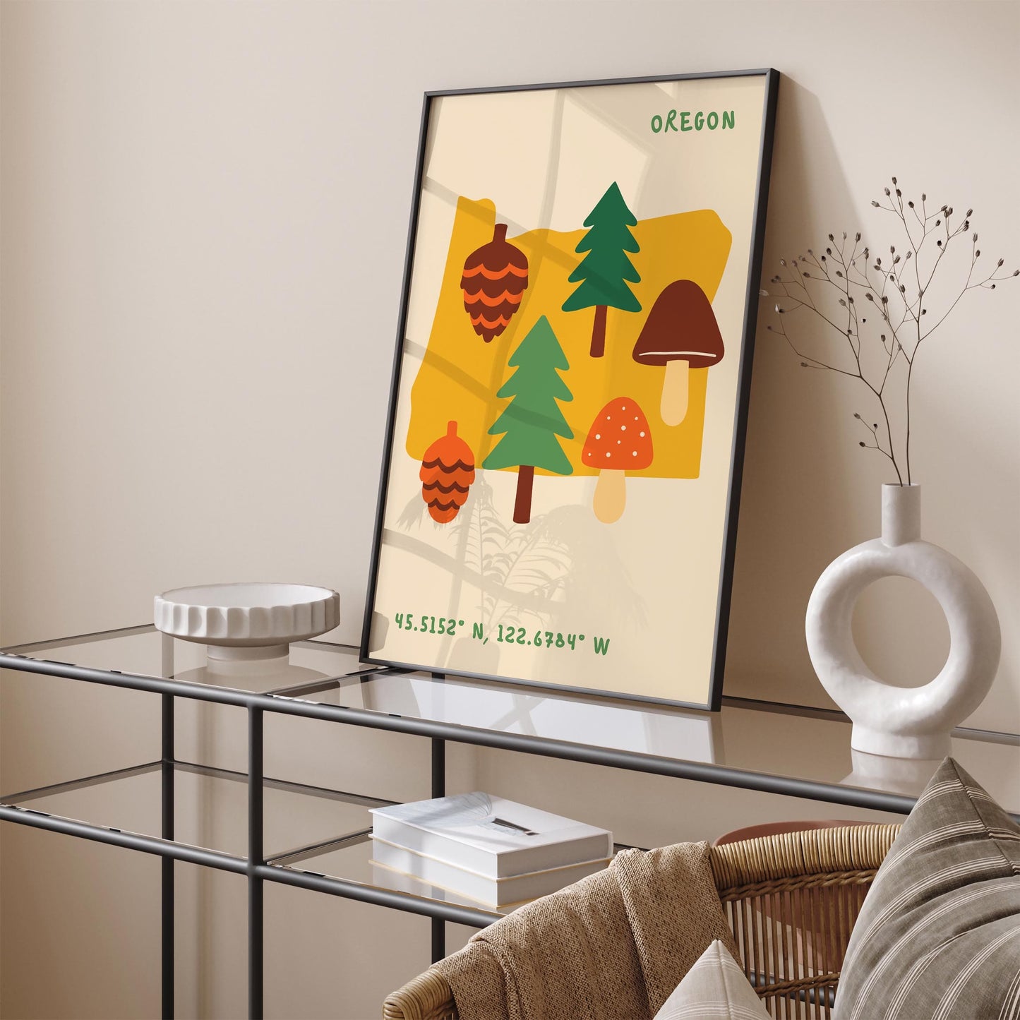 Oregon Map - Travel Wall Art Print