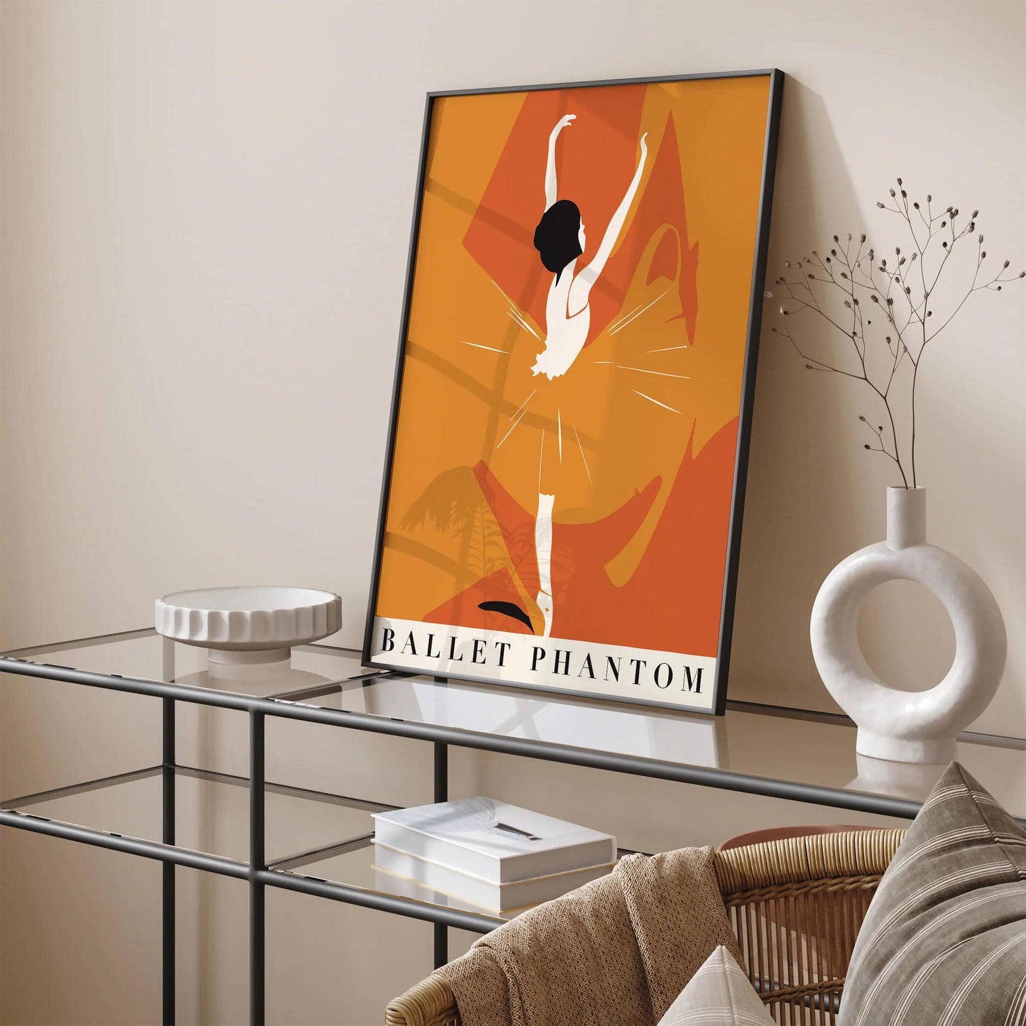 Ballet Phantom Retro Ballerina Orange Poster - HypeSheriff