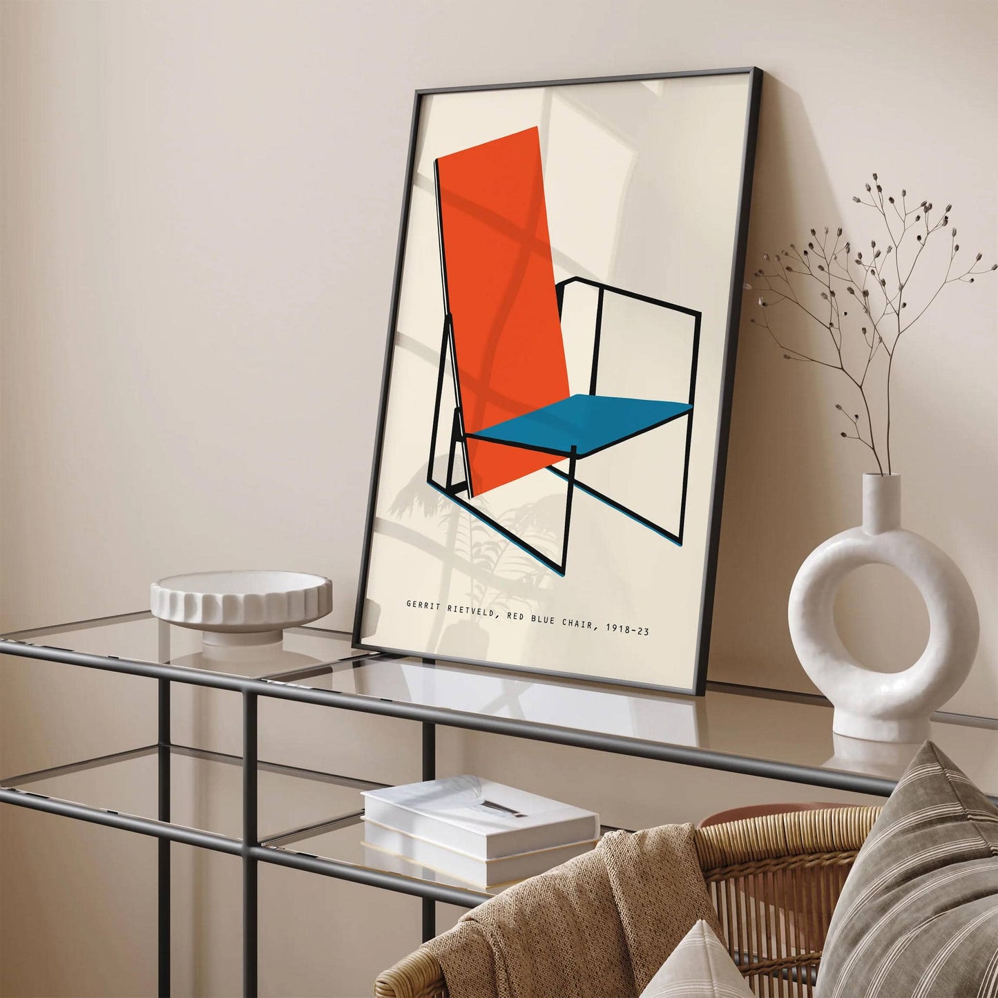Gerrit Rietveld, Red Blue Chair Retro Art Print - HypeSheriff