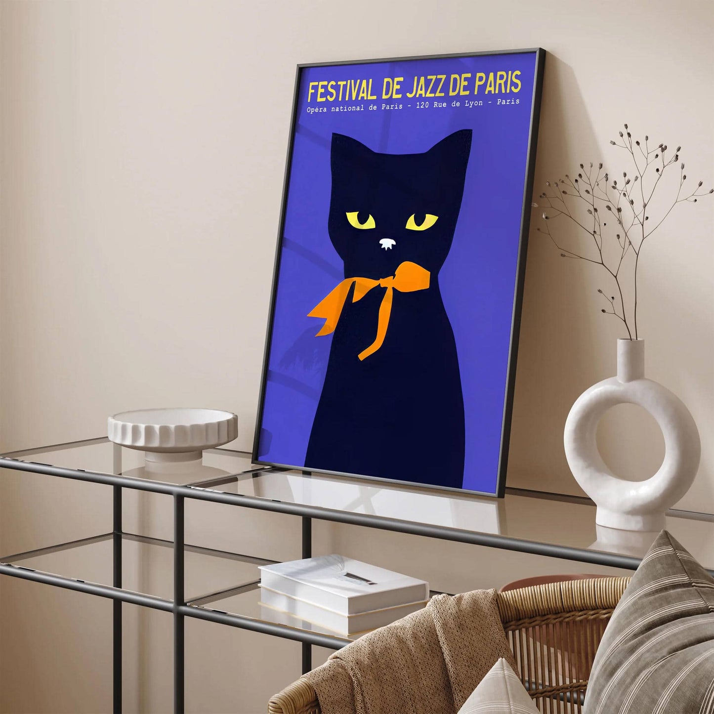 French Jazz Festival Cat Poster - HypeSheriff