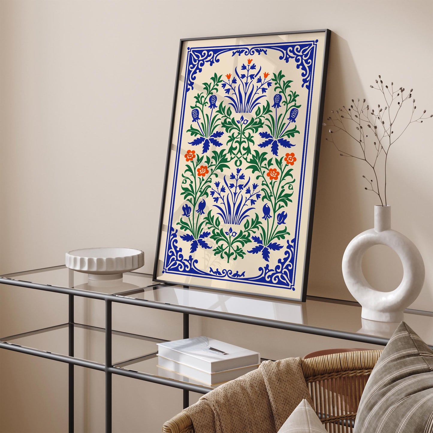 Rustic Folk Floral Wall Art Print