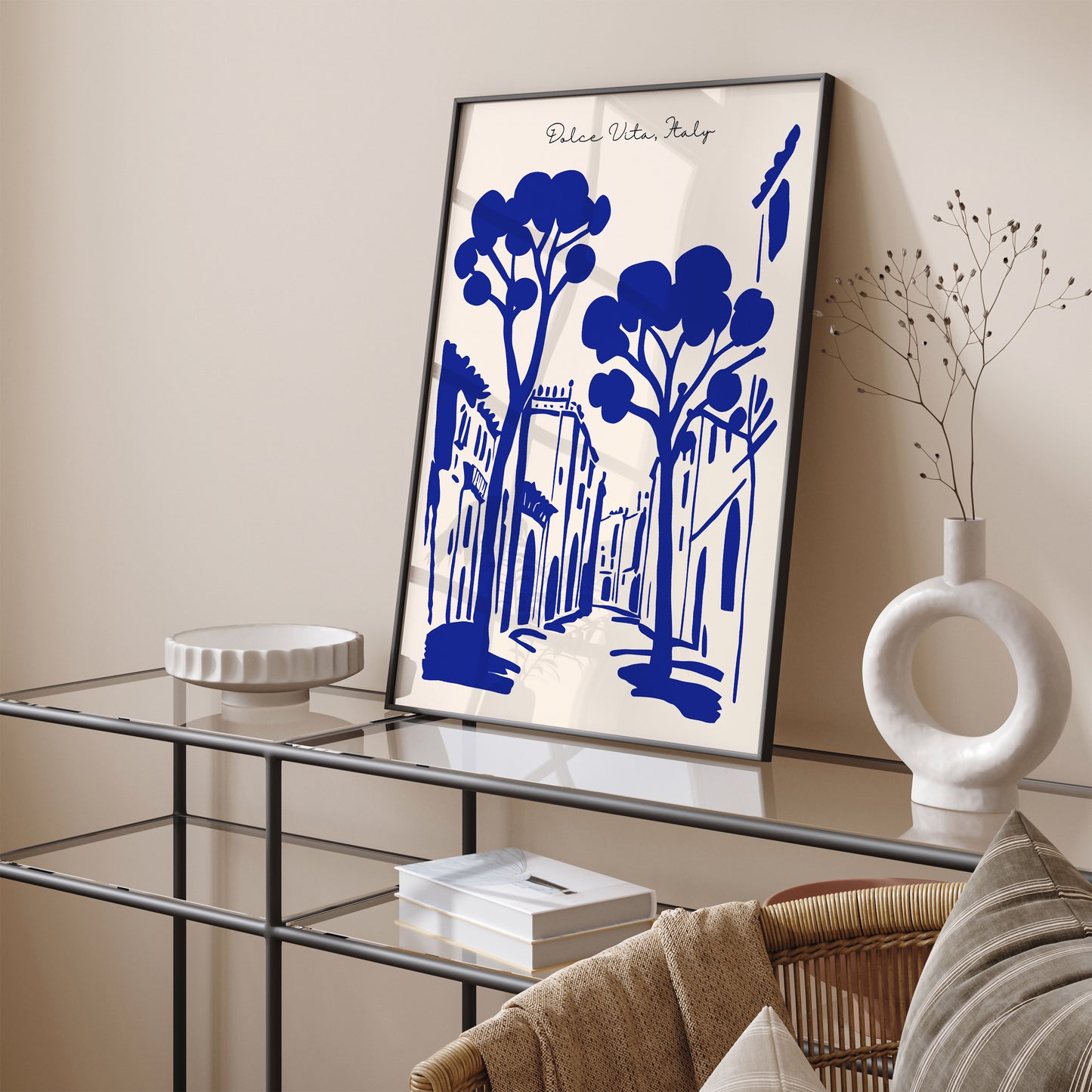 Dolce Vita, Italy Minimalist Blue Poster
