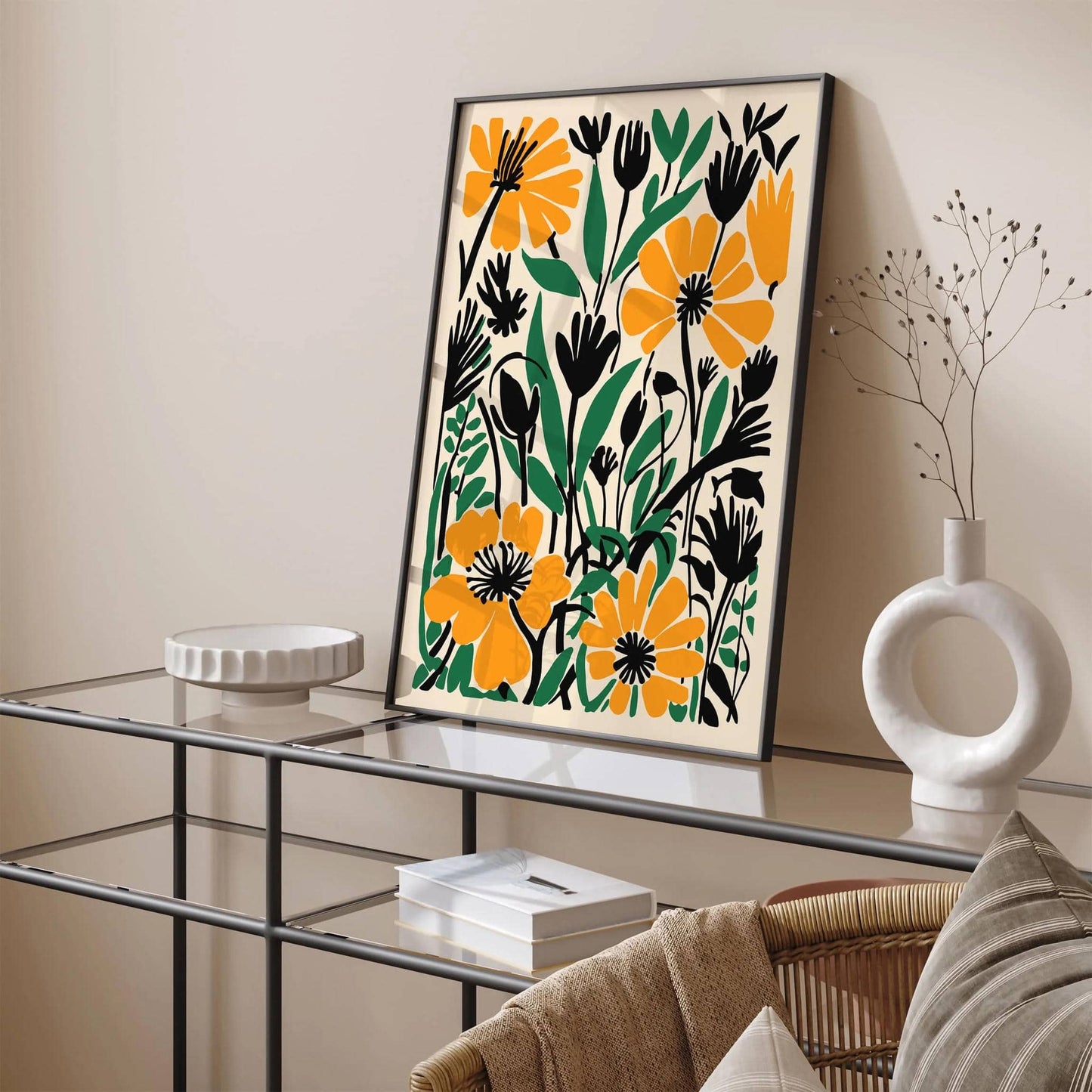 Green and Yellow Botanical Meadow Floral Poster