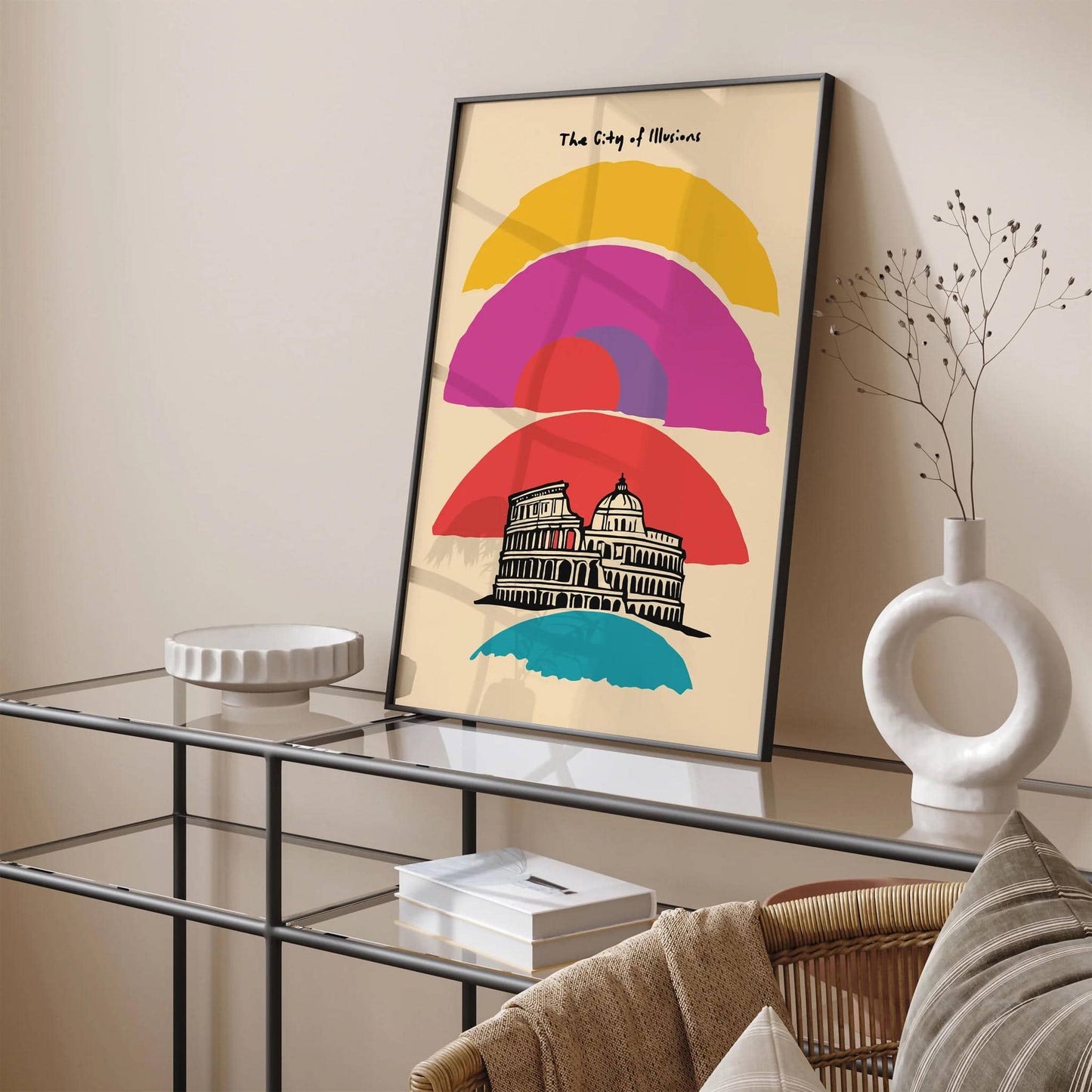 Rome Italy Colorful Travel Colosseum Poster