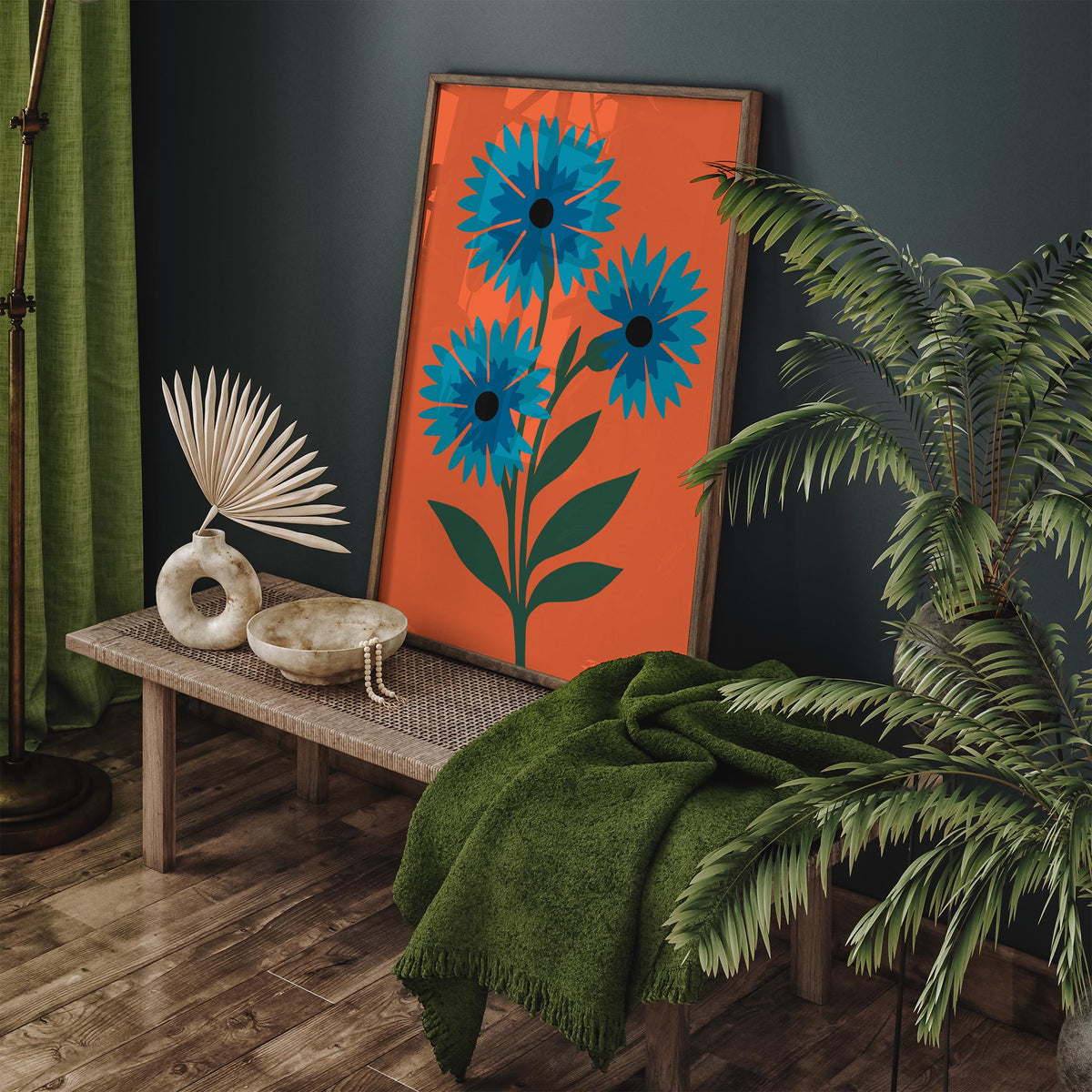 Abstract Cornflower Floral Art Poster