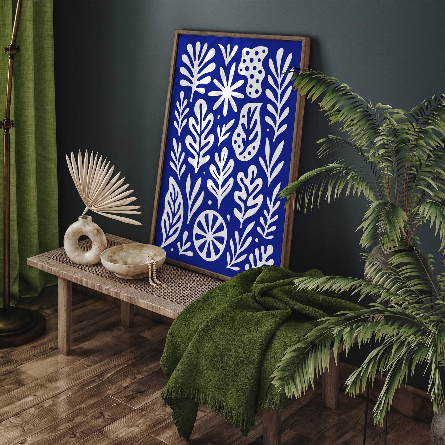 Blue Abstract Organic Shapes Art Print