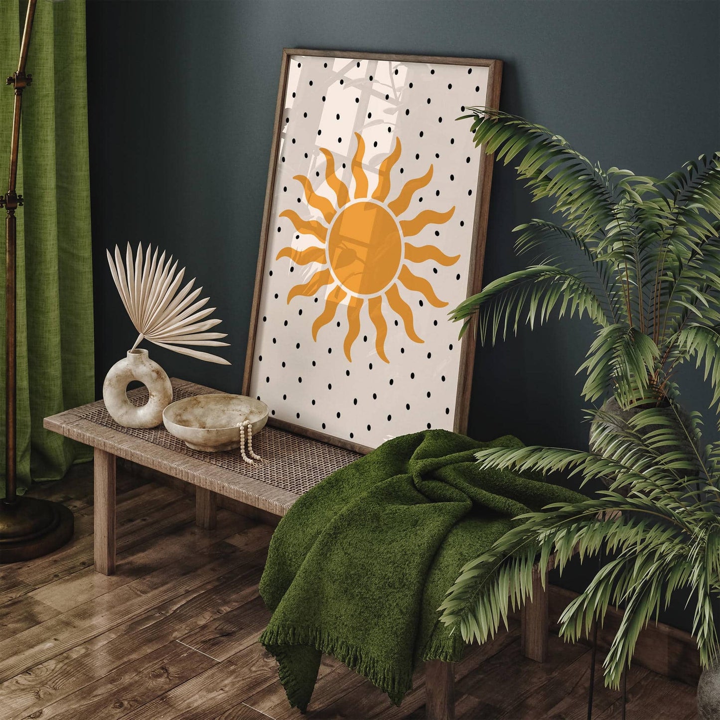 Yellow Sun Poster -Mid Century Modern Design