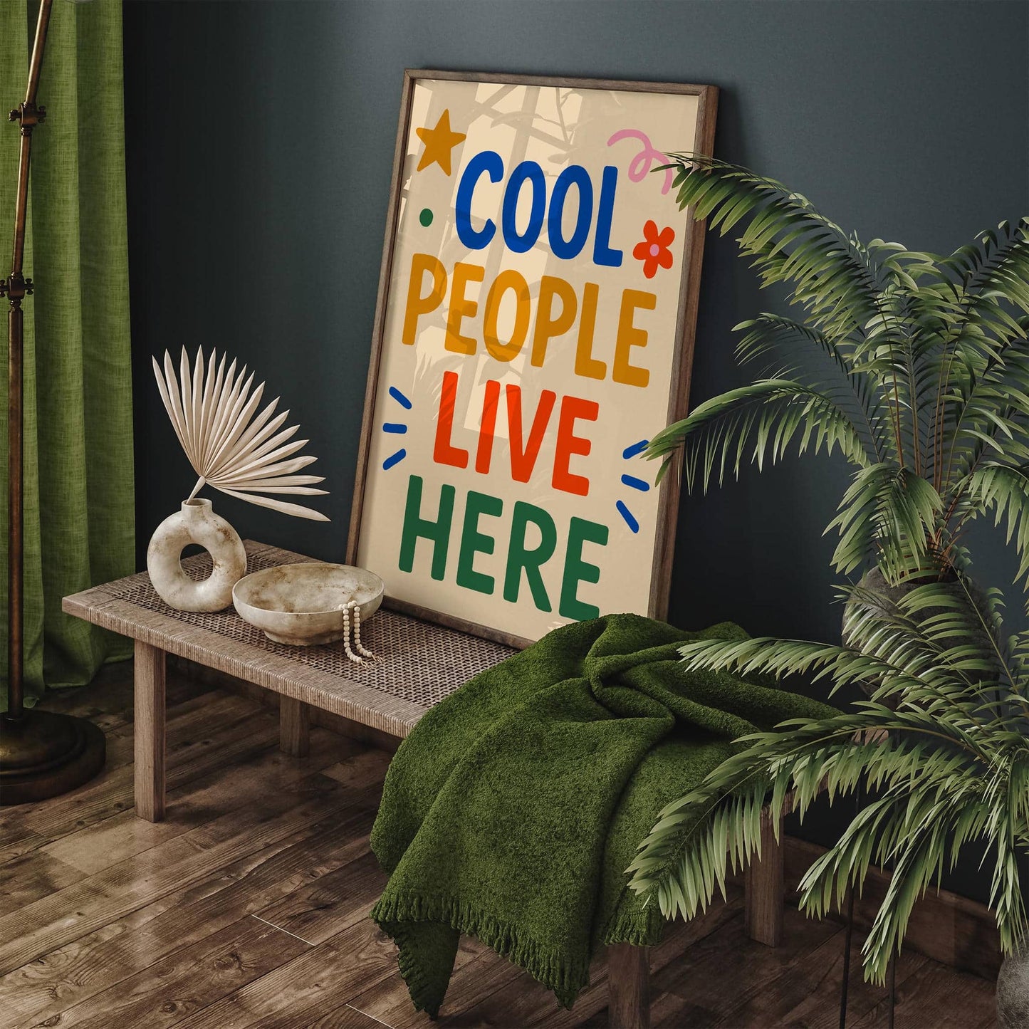 Cool People Live Here Poster - Colorful Typography Wall Art