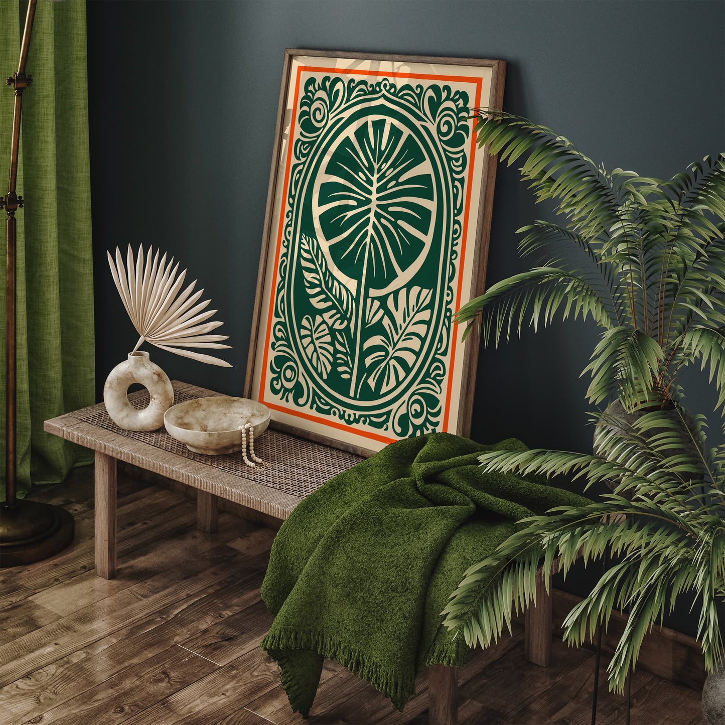 Retro Cut Outs Monstera Leaves Poster