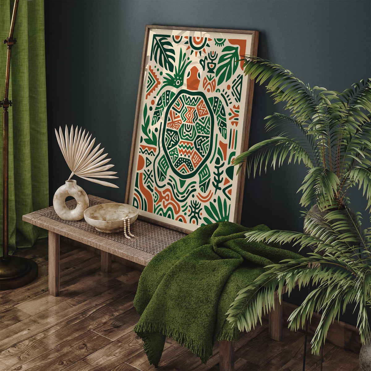 Boho Turtle Art Poster