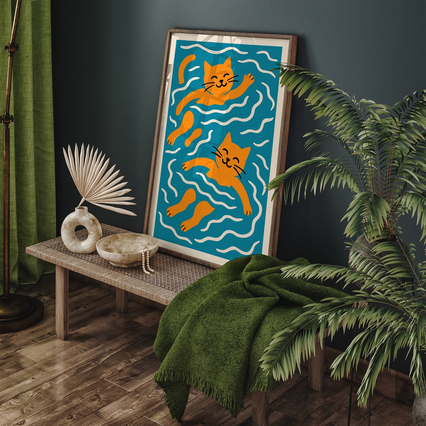 Swimming Cats Poster Funny Kids Room Decor