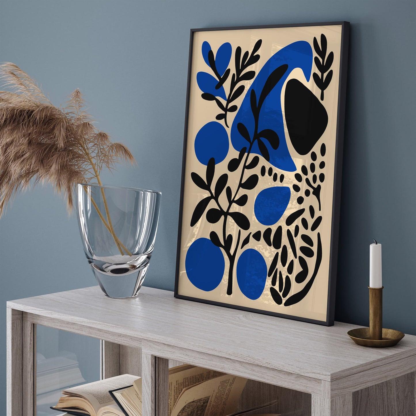 Modern Botanical Abstract Blue Poster