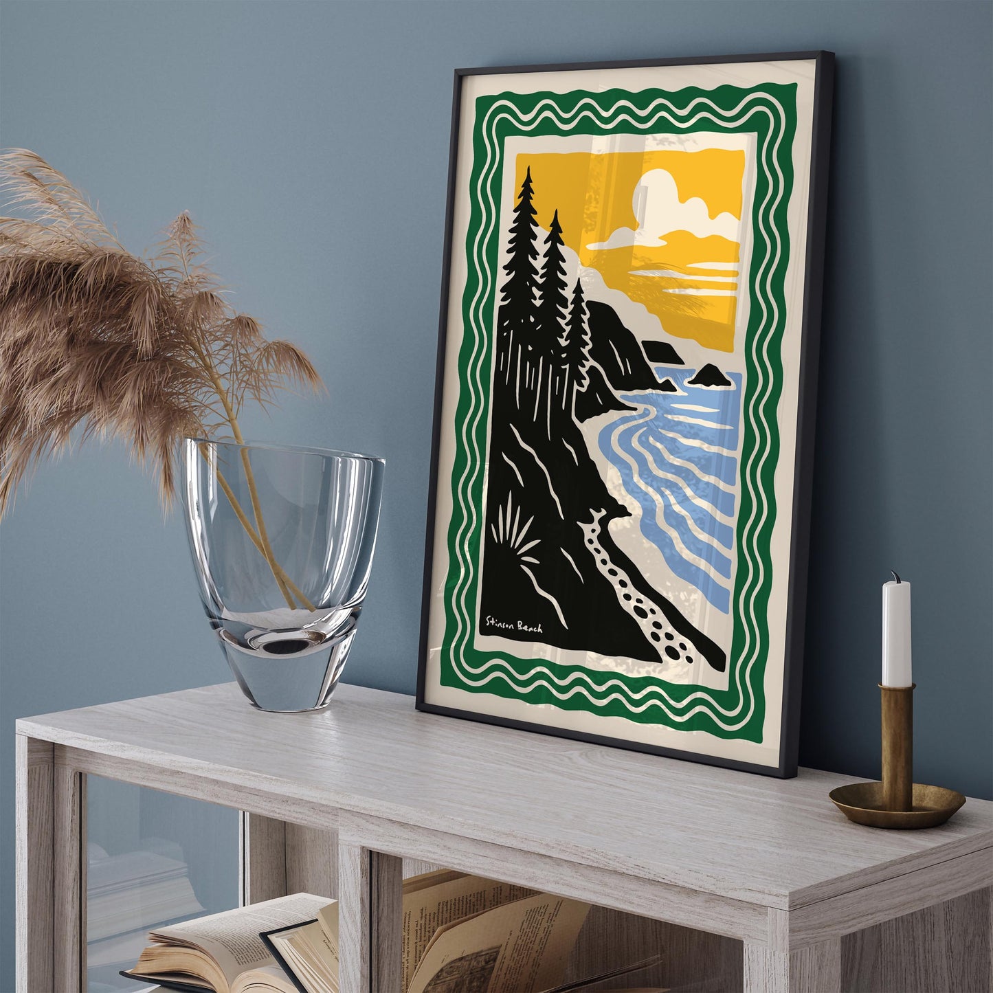 Stinson Beach, California Poster - Retro Landscape Wall Art