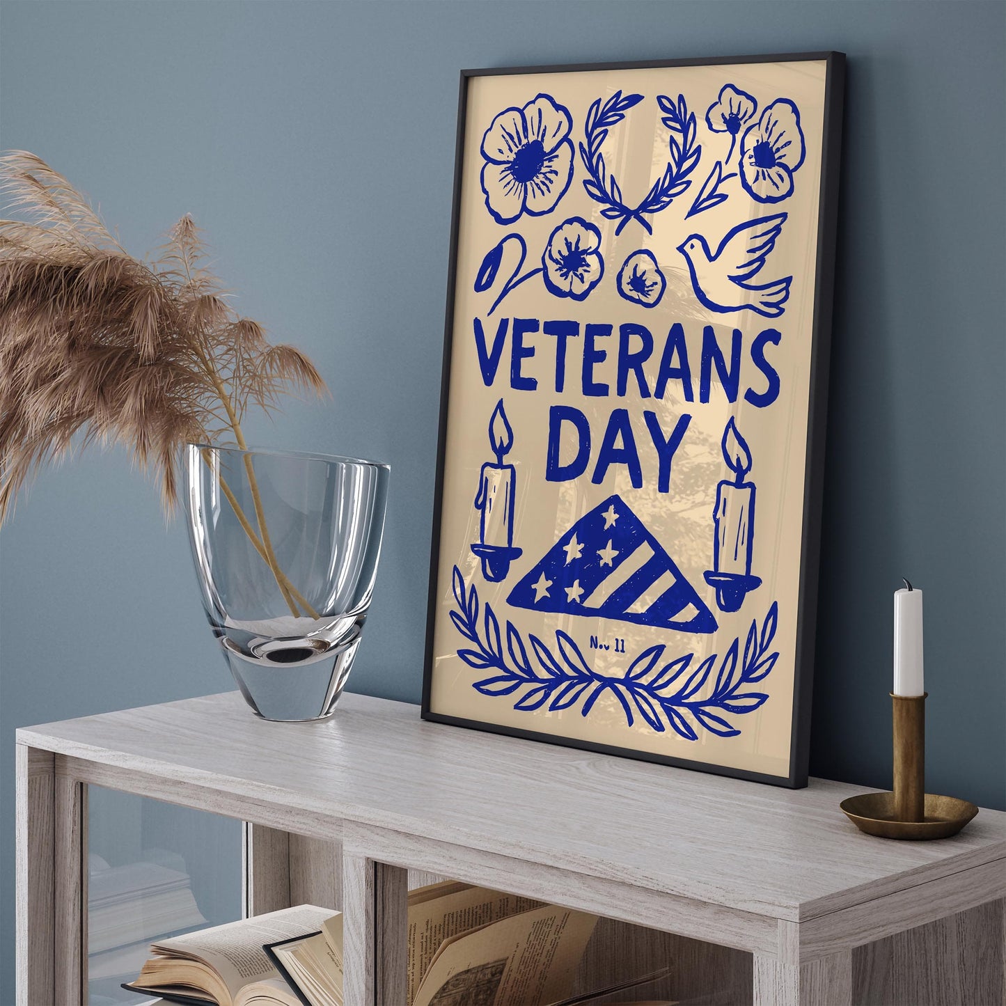 Veterans Day November 11 Blue Poster