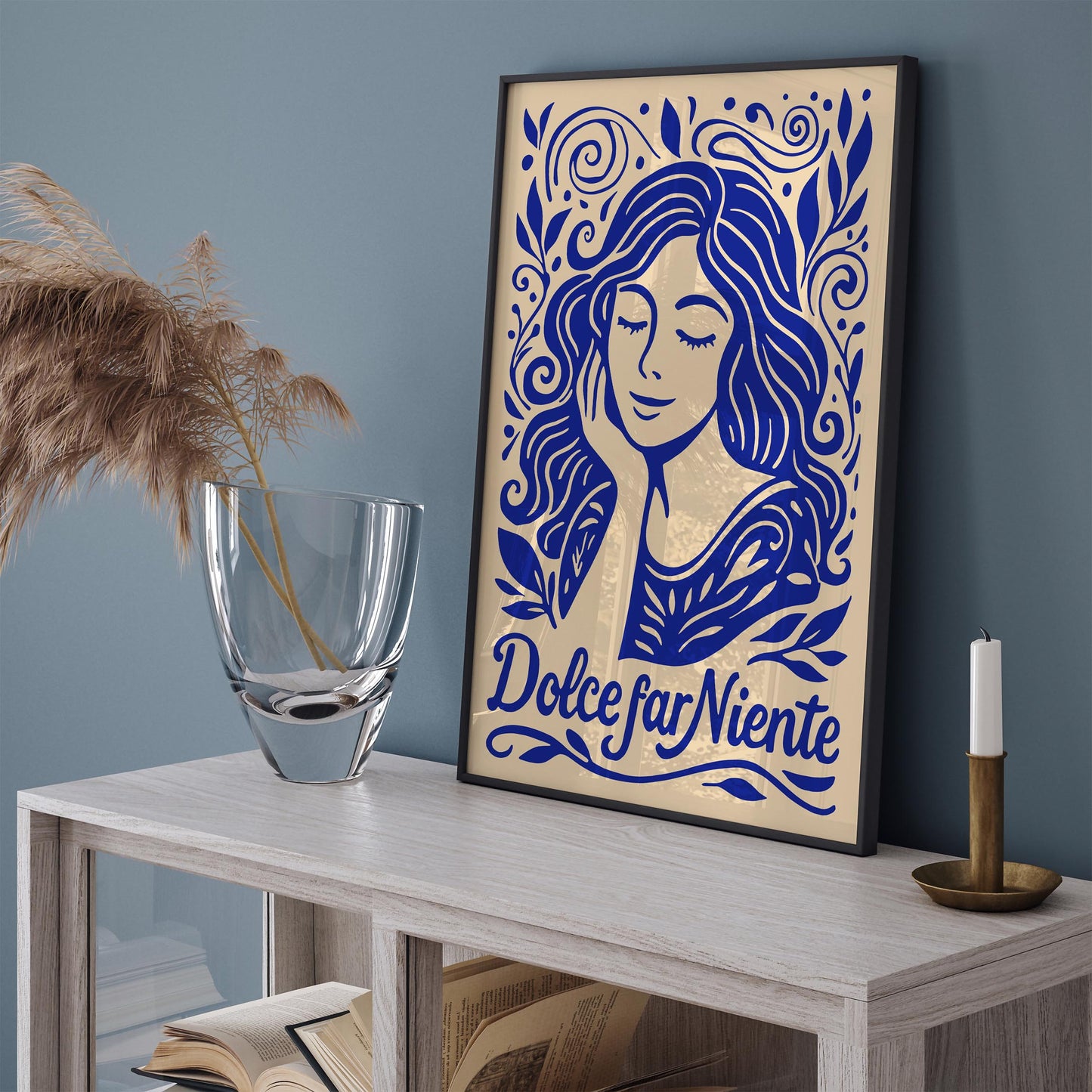Dolce Far Niente Poster - Blue Quote Wall Art