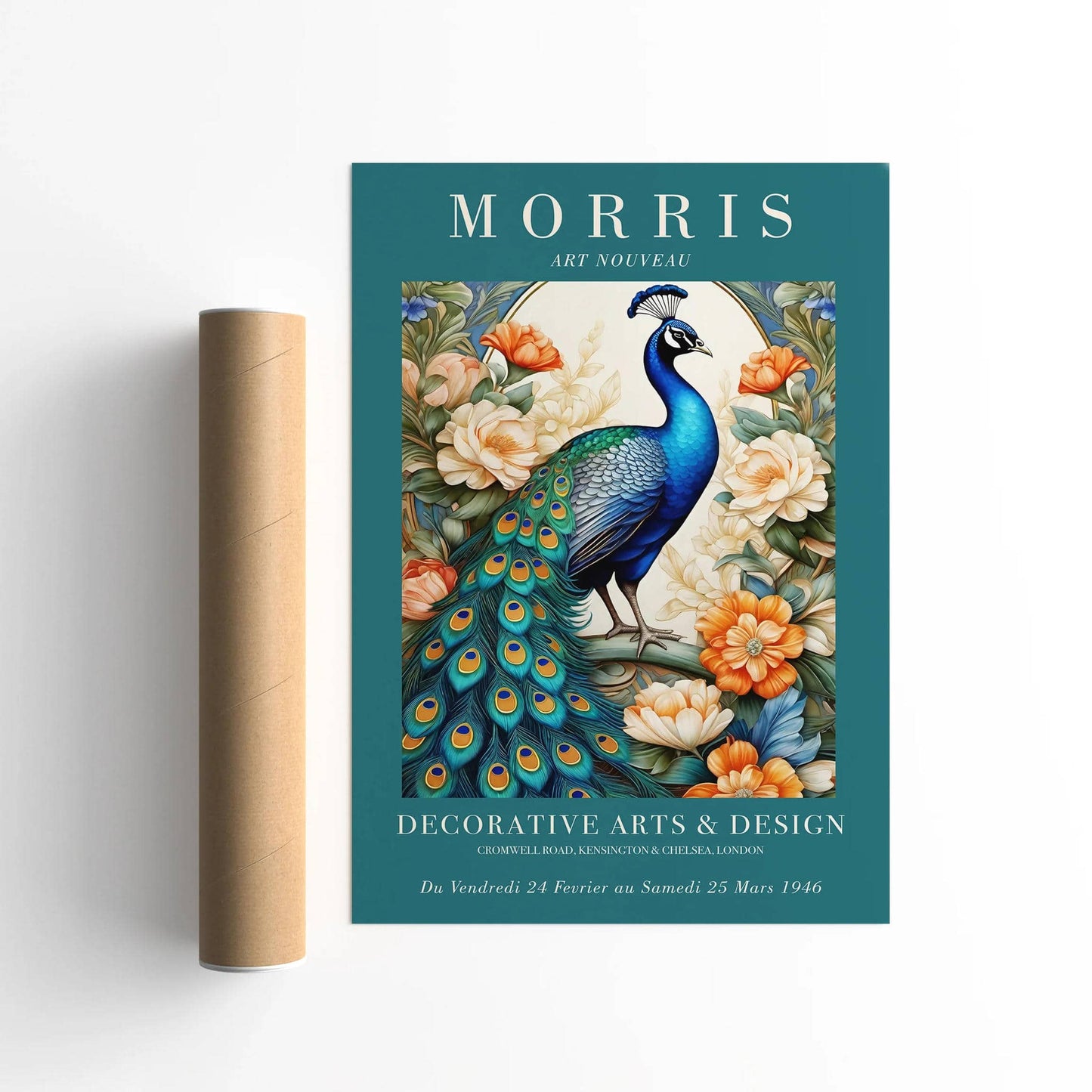 Peacock Colorful Victorian Botanical Poster - HypeSheriff