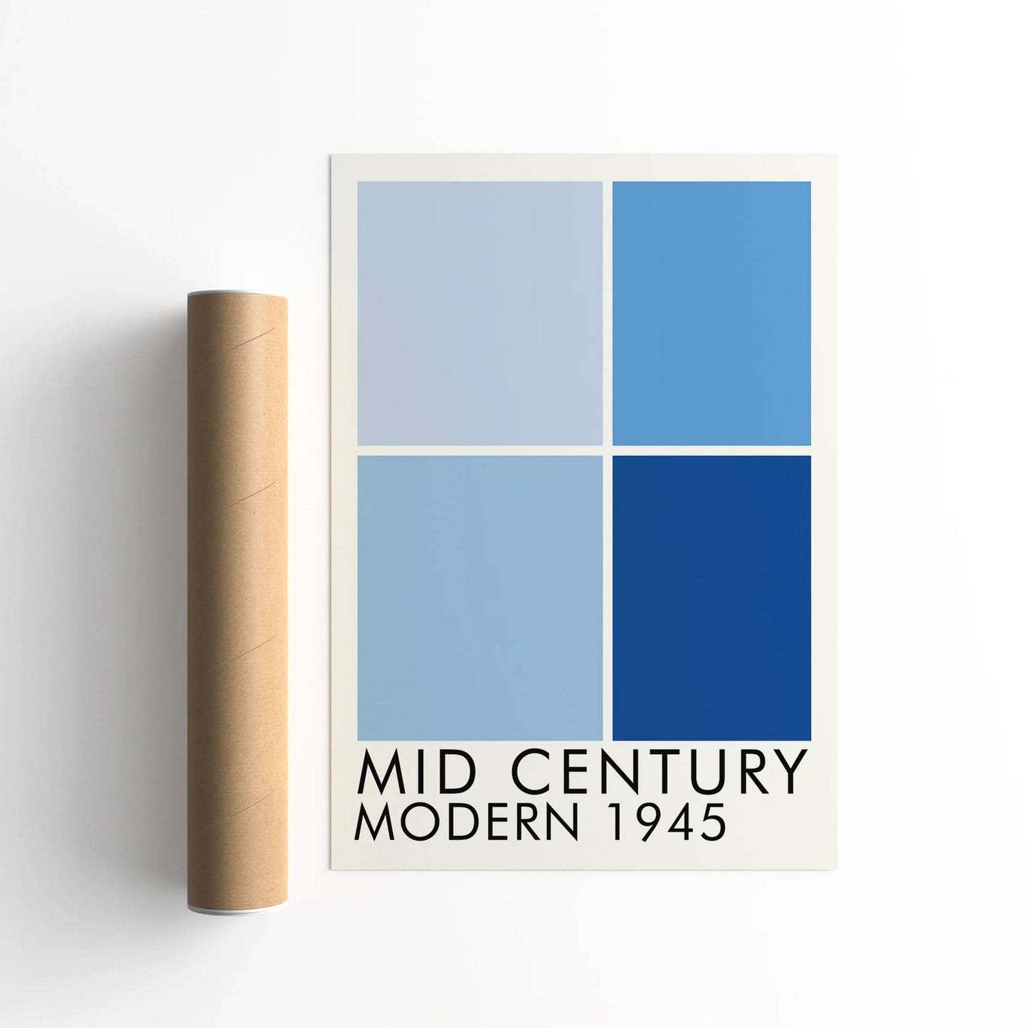 Mid Century Modern American Blue Art Print - HypeSheriff