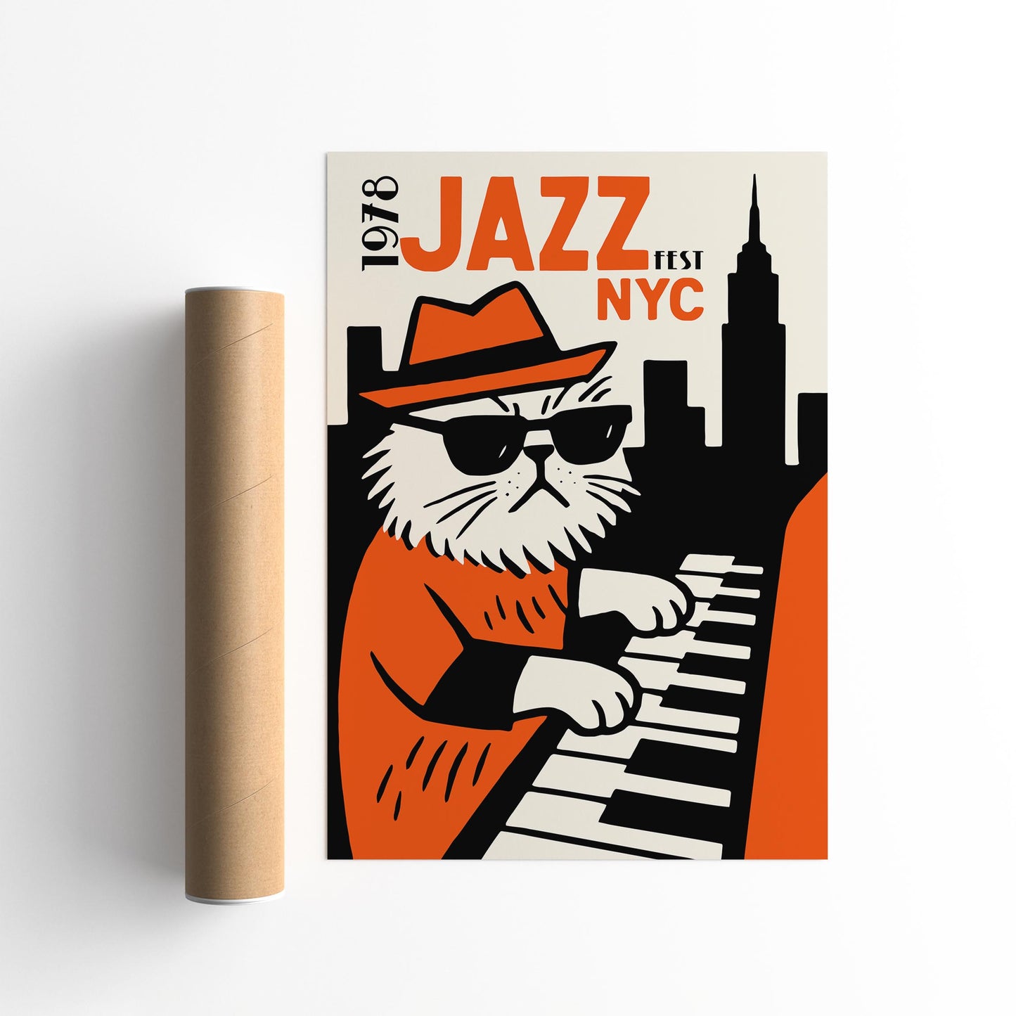 Jazz Fest NYC 1978 Poster - Cool Funny Cat Wall Art