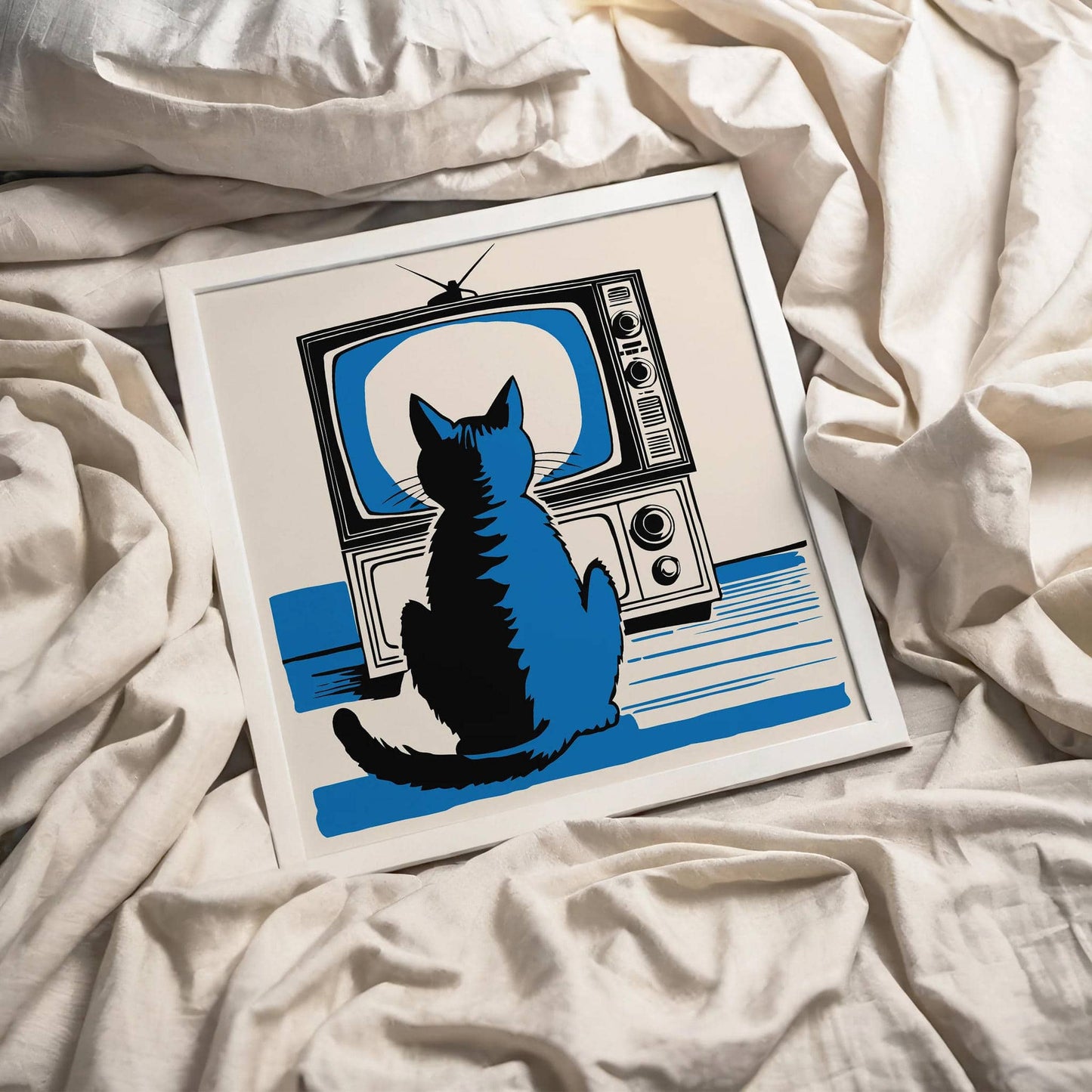 Funny Cat Watching TV Art Print - HypeSheriff