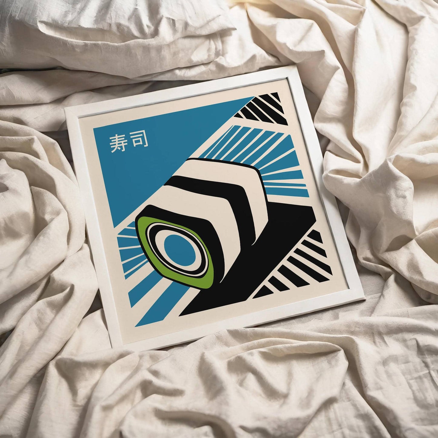 Sushi Blue Minimalist Square Print - HypeSheriff