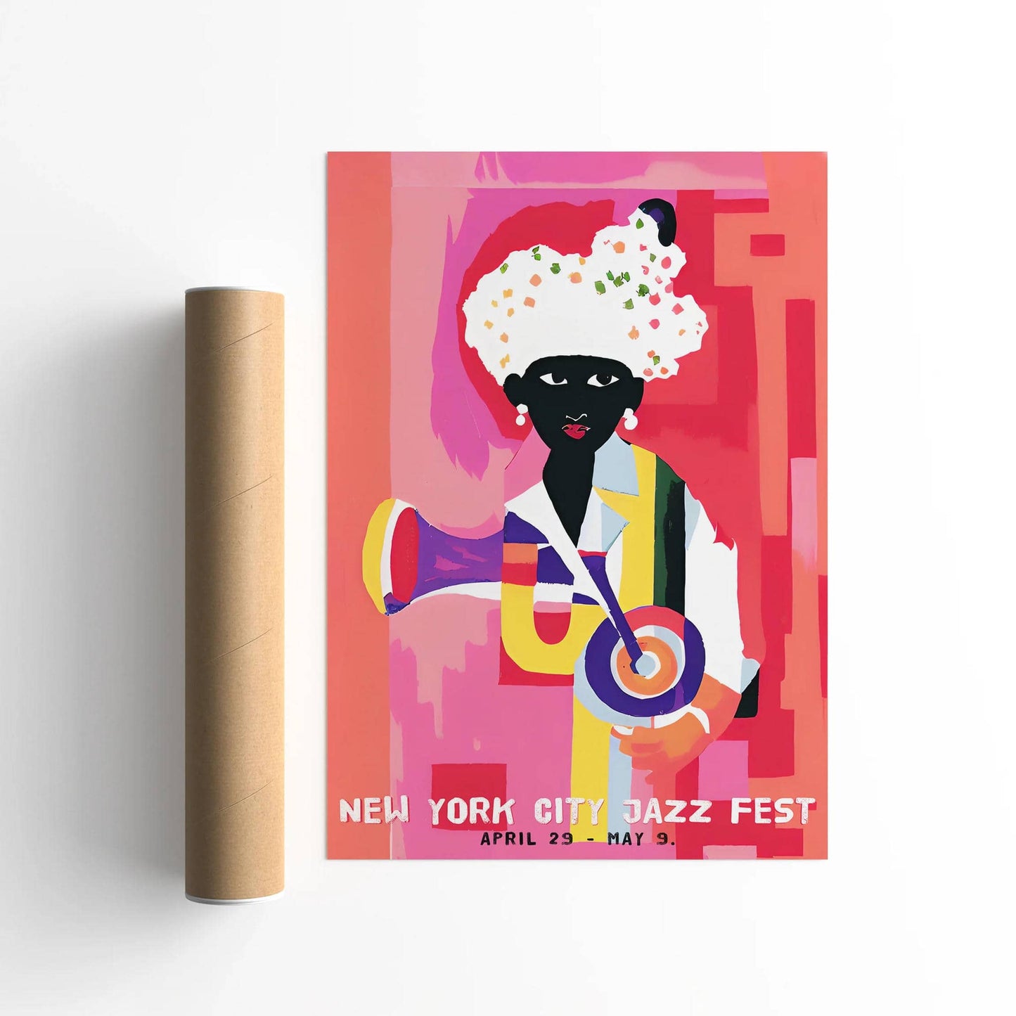 Pink Eclectic NYC Jazz Fest Music Wall Art - HypeSheriff