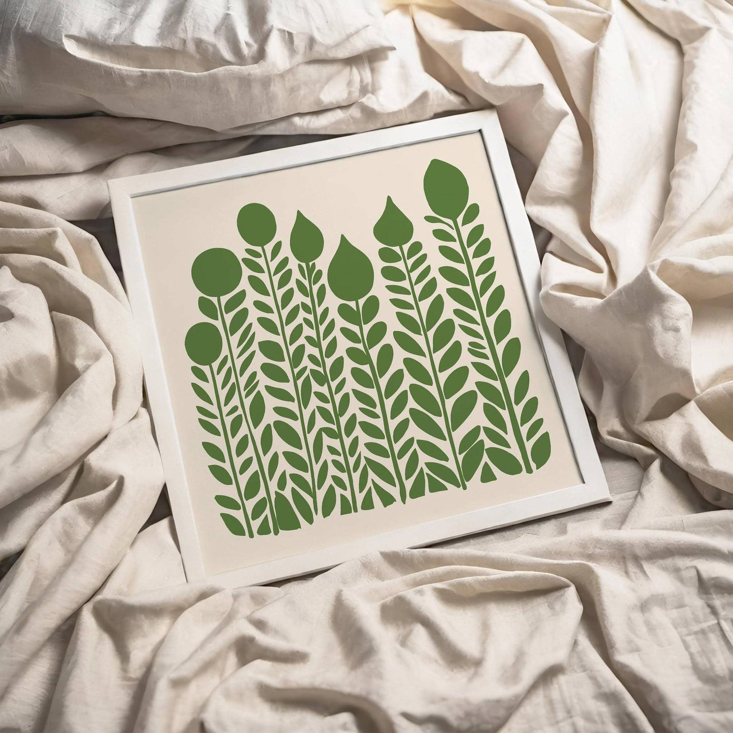 Green Nature Print - Minimalist Square Wall Art