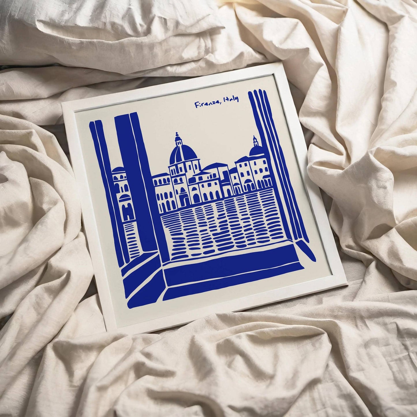 Firenze Italy Blue Square Art Print