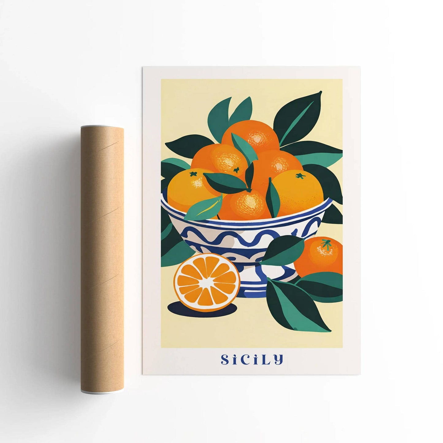 Sicily Bowl of Oranges Retro Poster - HypeSheriff