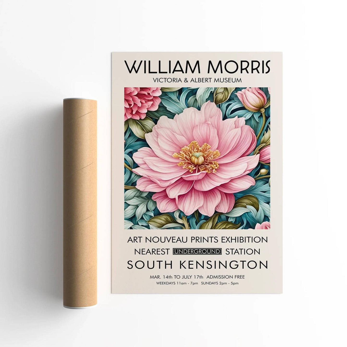 Pink Big Flower W. Morris Poster - HypeSheriff