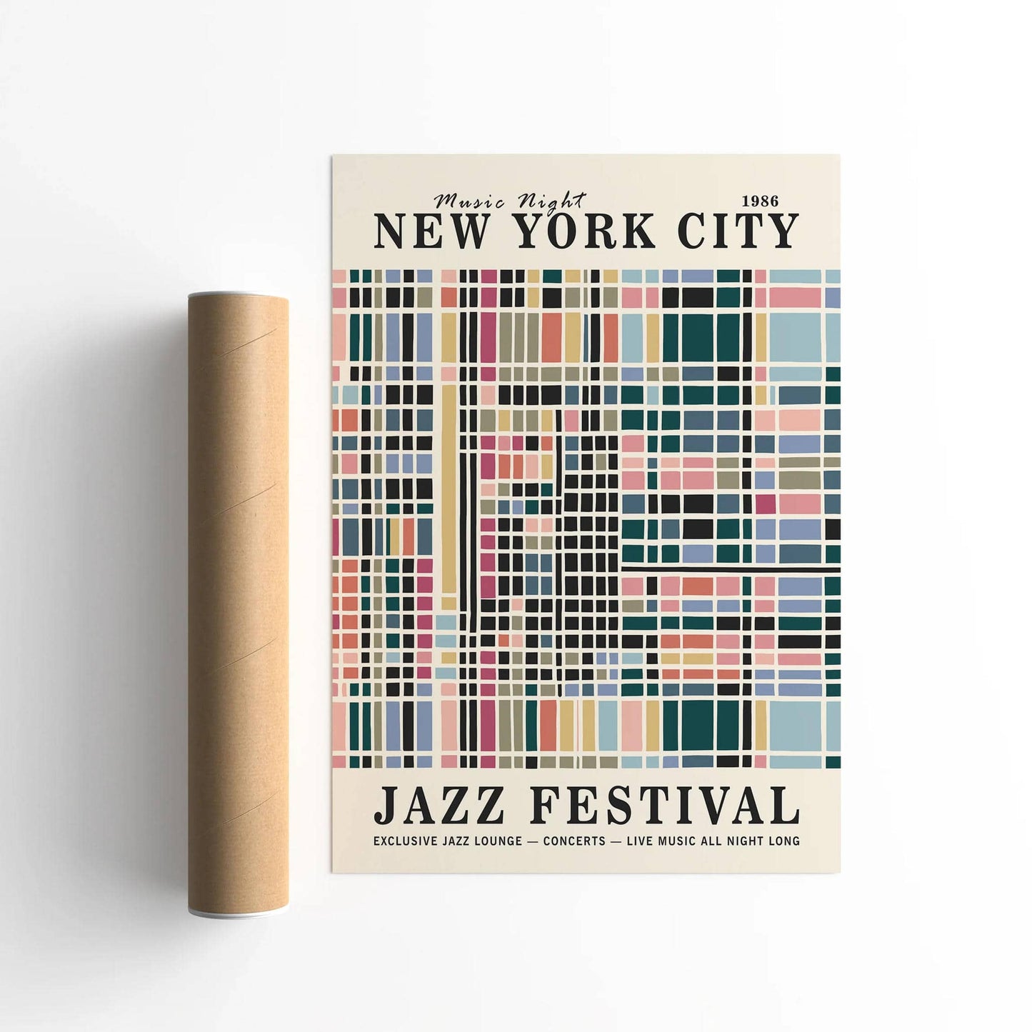 Music Night in New York City Geometric Poster - HypeSheriff