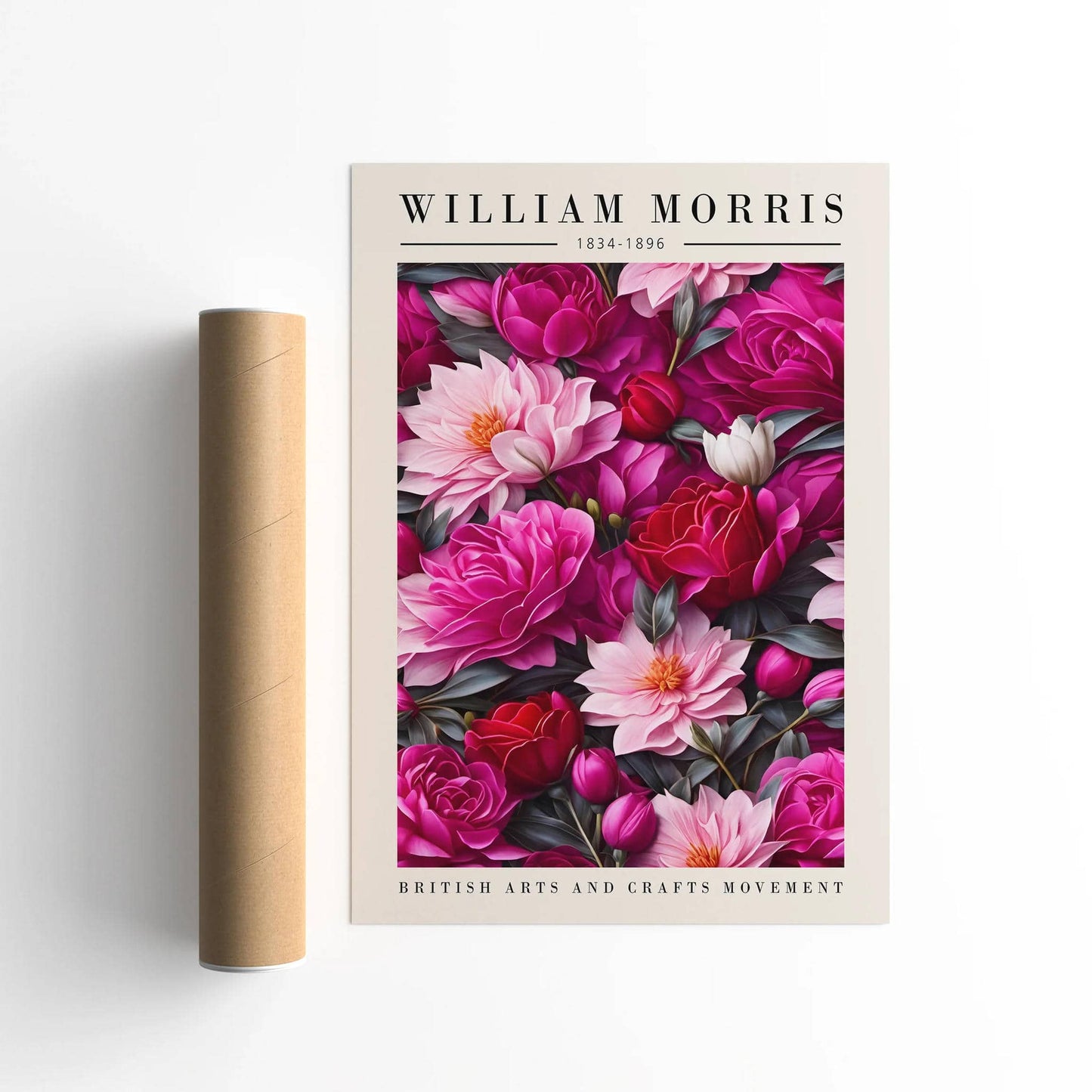 Magenta Pink Floral Morris Poster