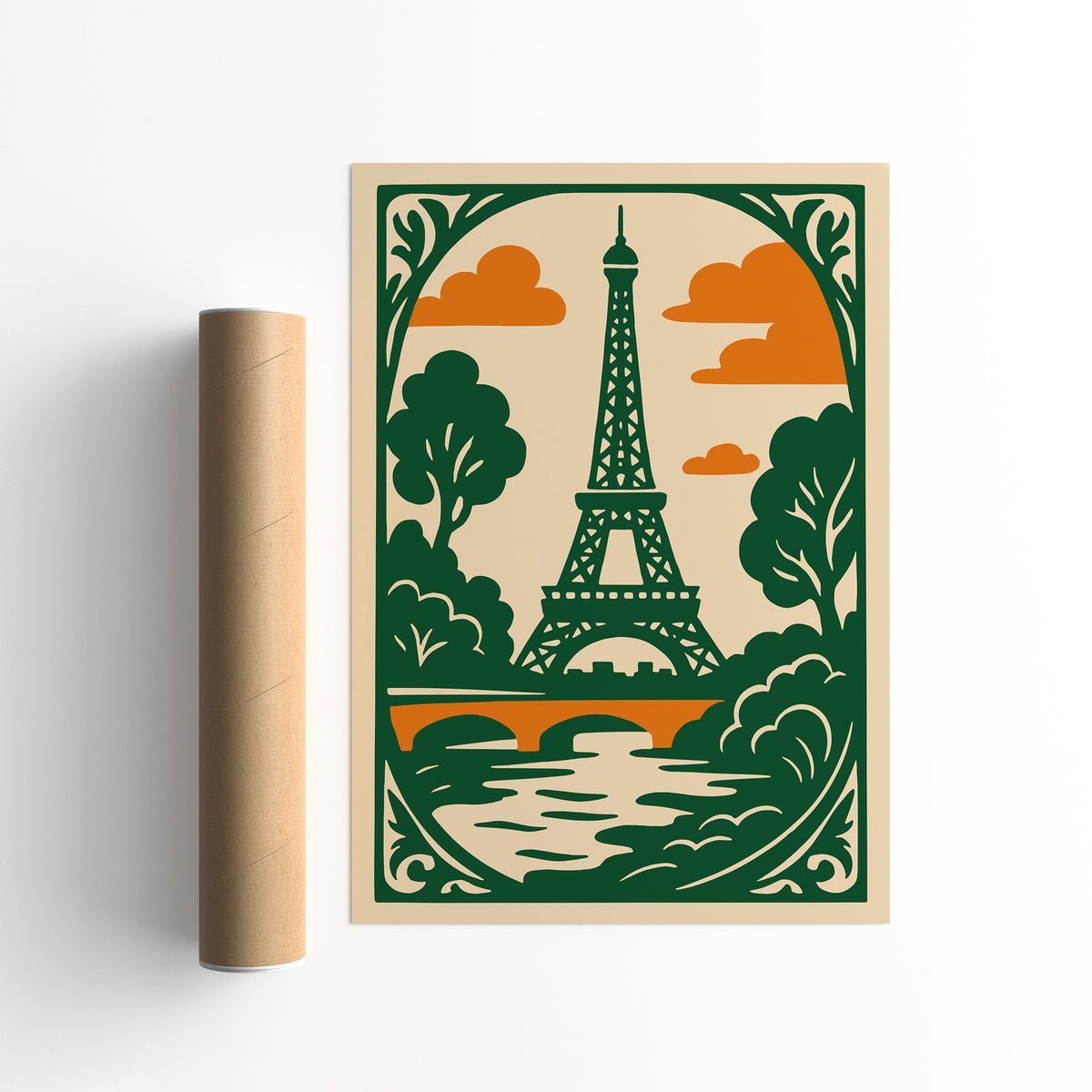 Green Eiffel Tower Paris Poster