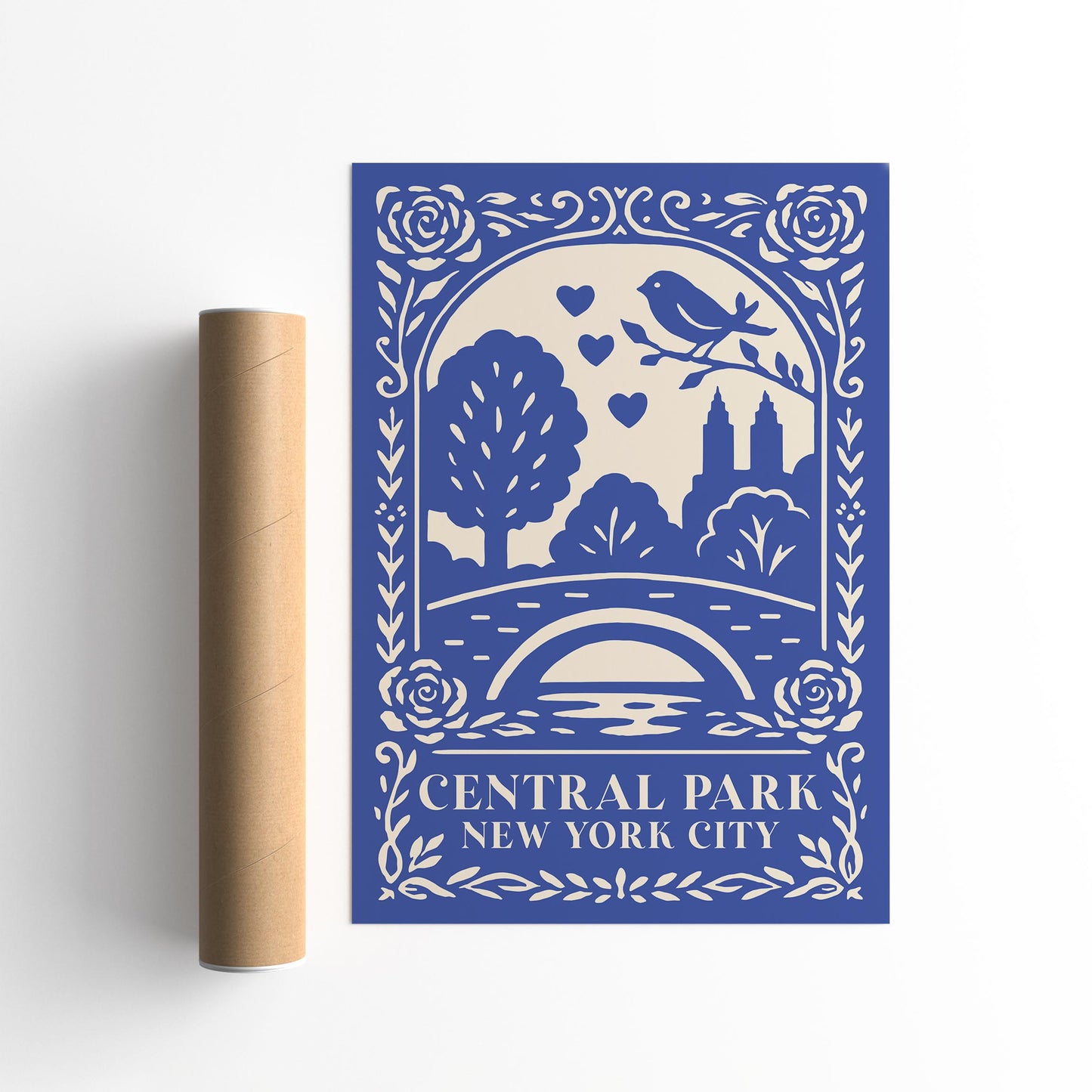 Central Park New York City Poster - Blue Cityscape Wall Art Print