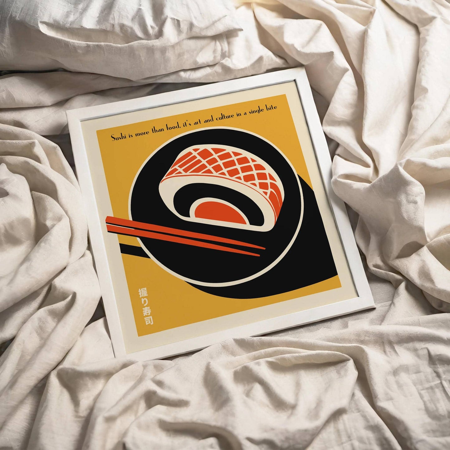 Yellow Sushi Square Minimalist Print - HypeSheriff