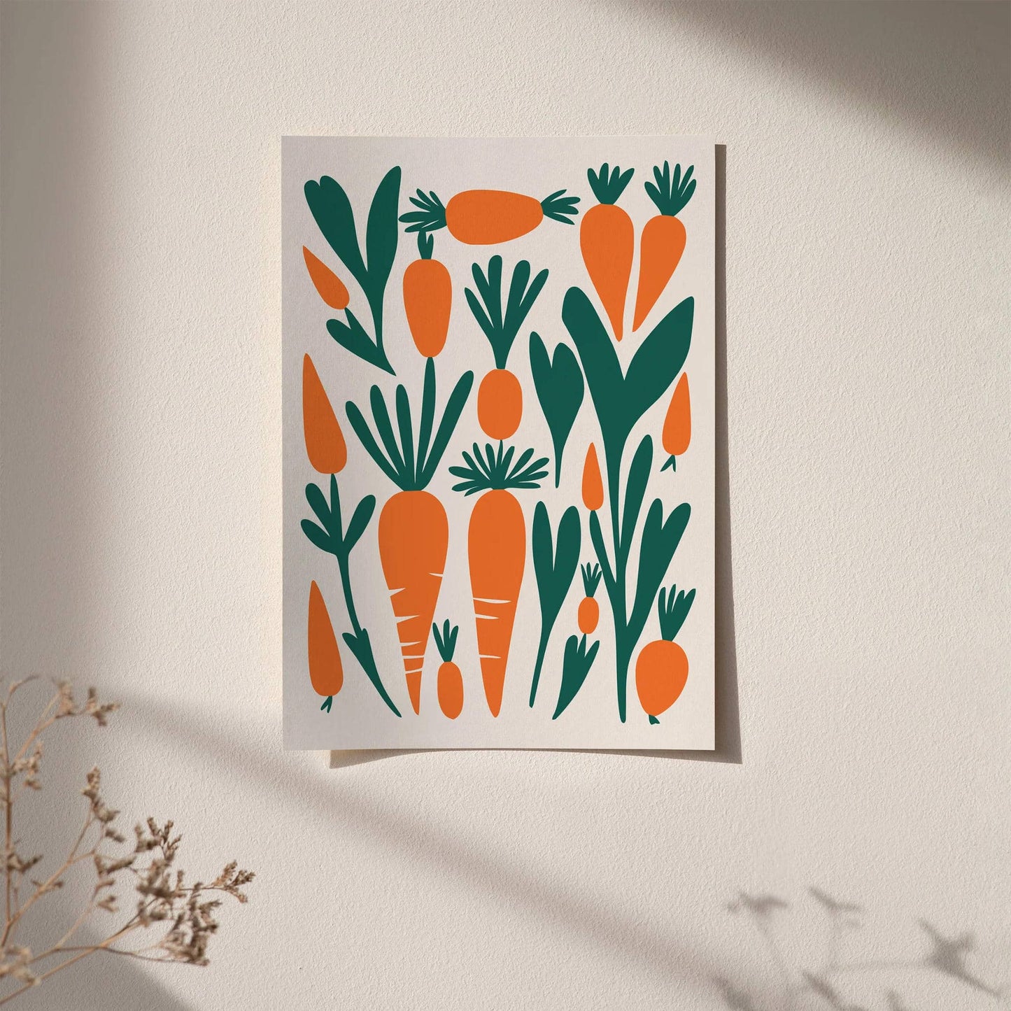 Carrots Illustration Farmhouse Kitchen Wall Art