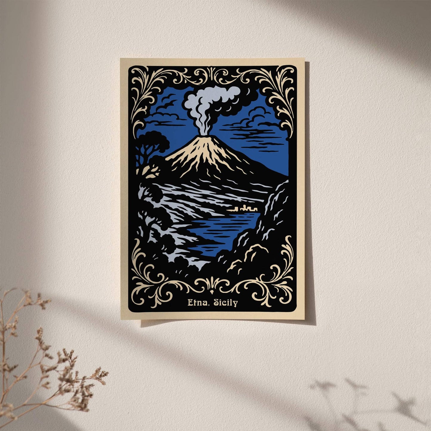 Etna Sicily Poster - Rococo Style Art Print 2025