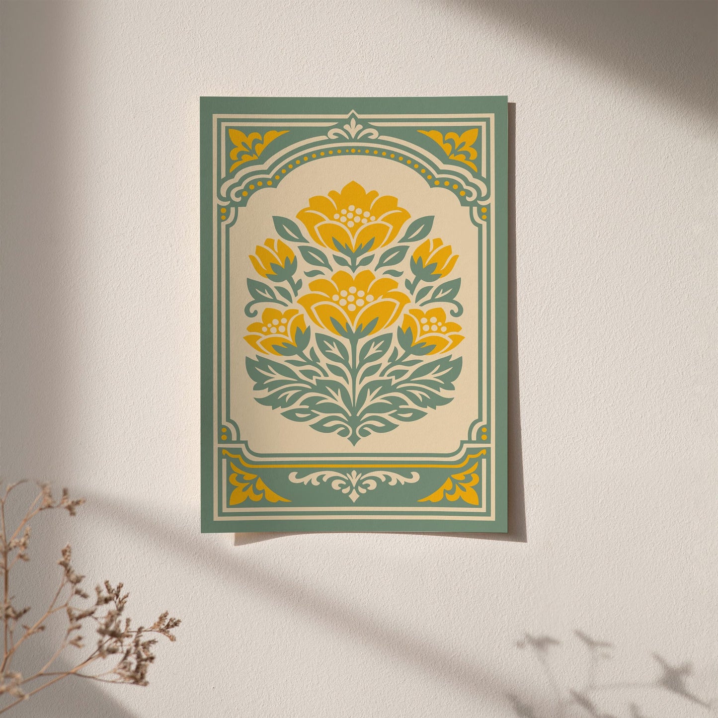 Retro Farmhouse Floral Wall Art Print
