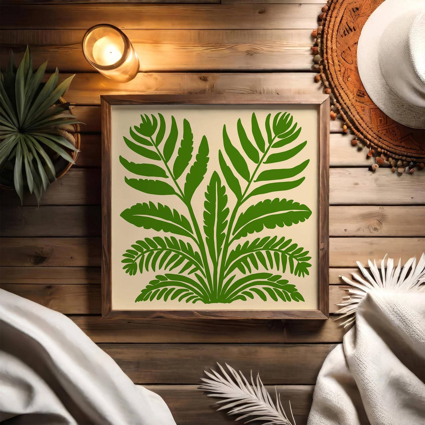 Green Fern Leaf Botanical Wall Art Print