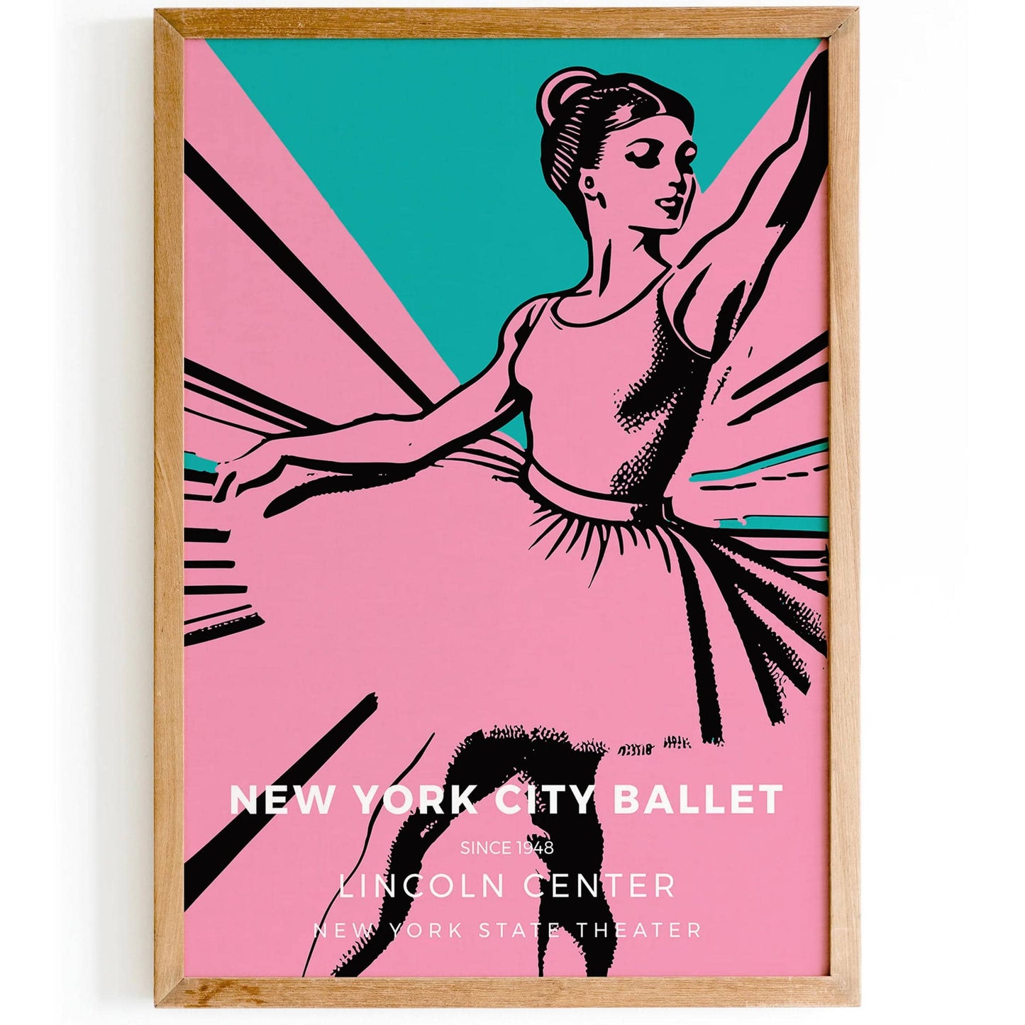 Pink Retro Ballet Poster in Pop Art Style - HypeSheriff