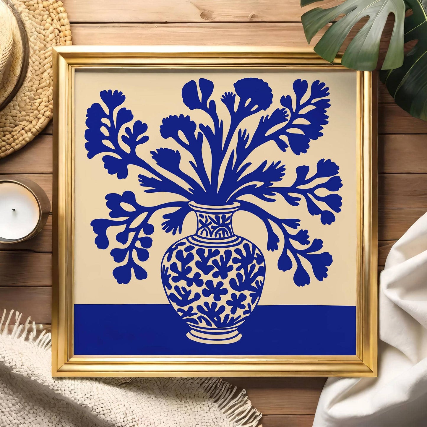 Blue Nautical Flowers Square Print - HypeSheriff